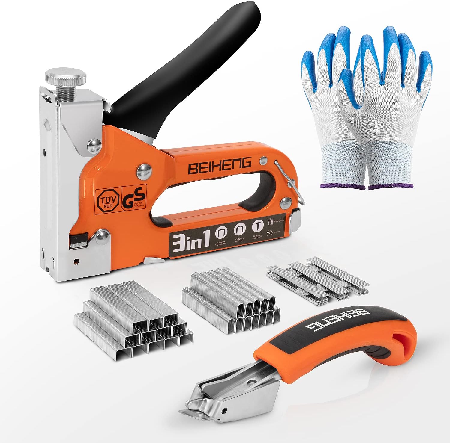 Staple Gun, BeiHeng 3 in 1 Staple Nail Steel Gun with 3000 Staples, Staple Remov...