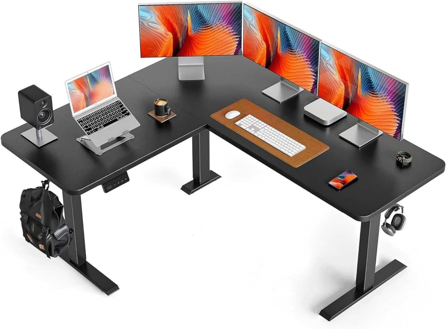 FEZIBO L Shaped Standing Desk, 63" Corner Standing Desk with Electric Adjustable...