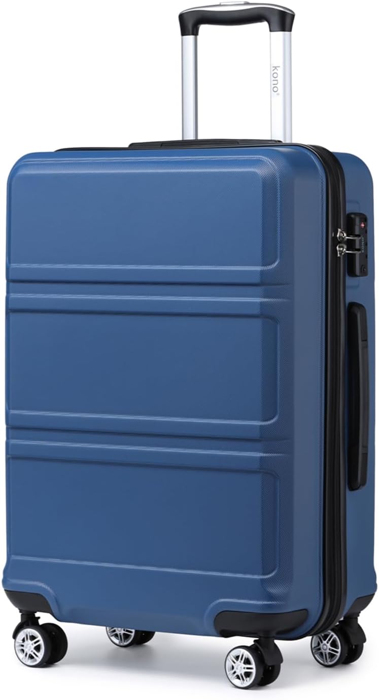 Kono Lightweight 4 Wheel ABS Hard Shell Medium Suitcase Sturdy 24" Trolley Trave...