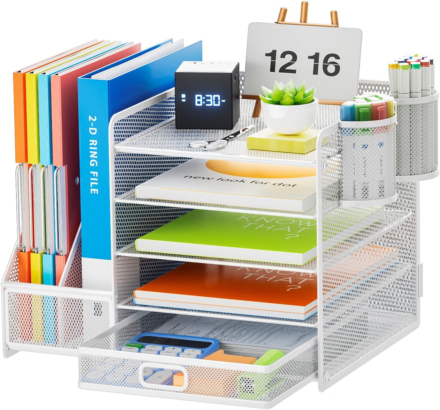 Marbrasse Desk Organiser with File Holder, 5-Tier Paper Letter Tray Organiser wi...