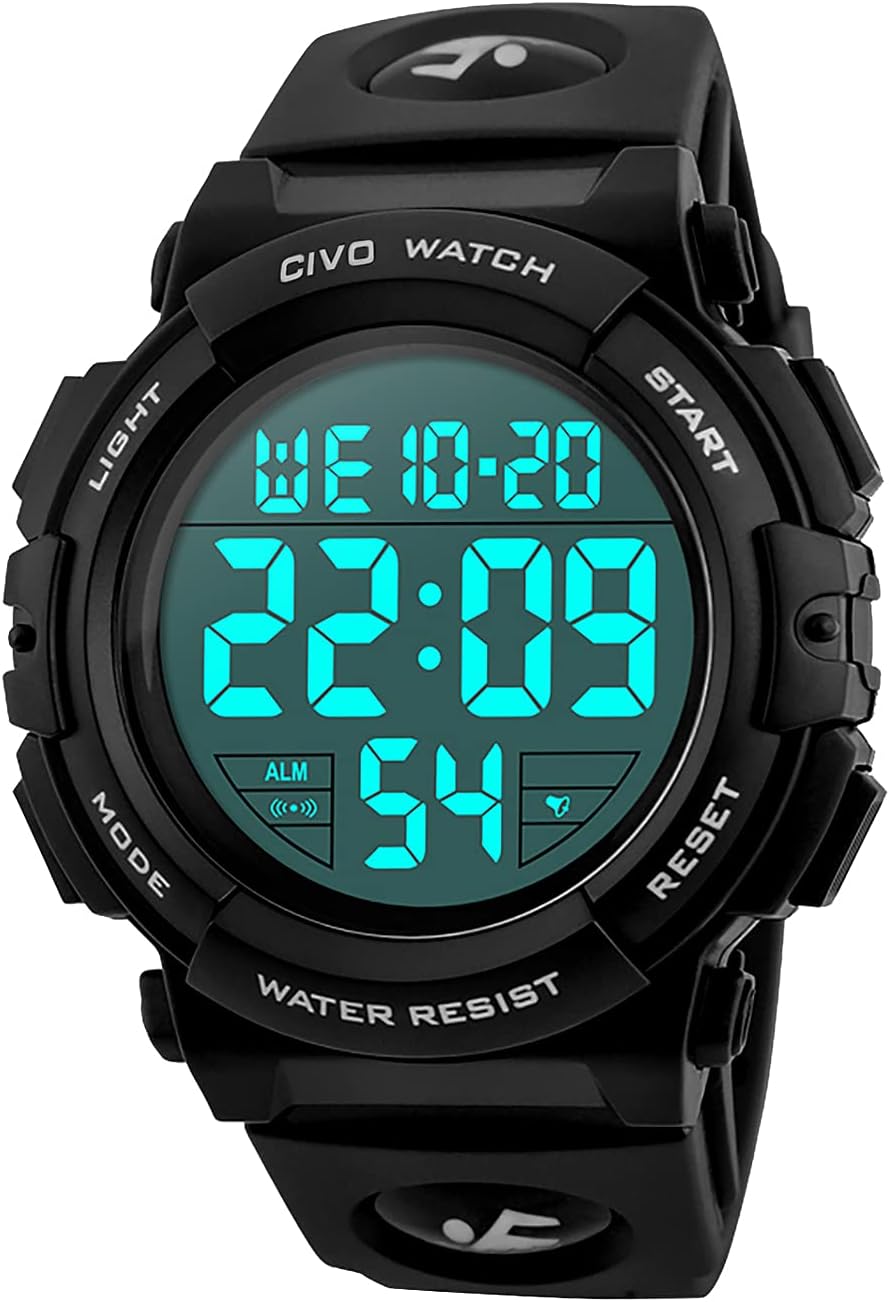 CIVO Mens Digital Sports Watches Military Big Numbers 50M Waterproof Large Face...