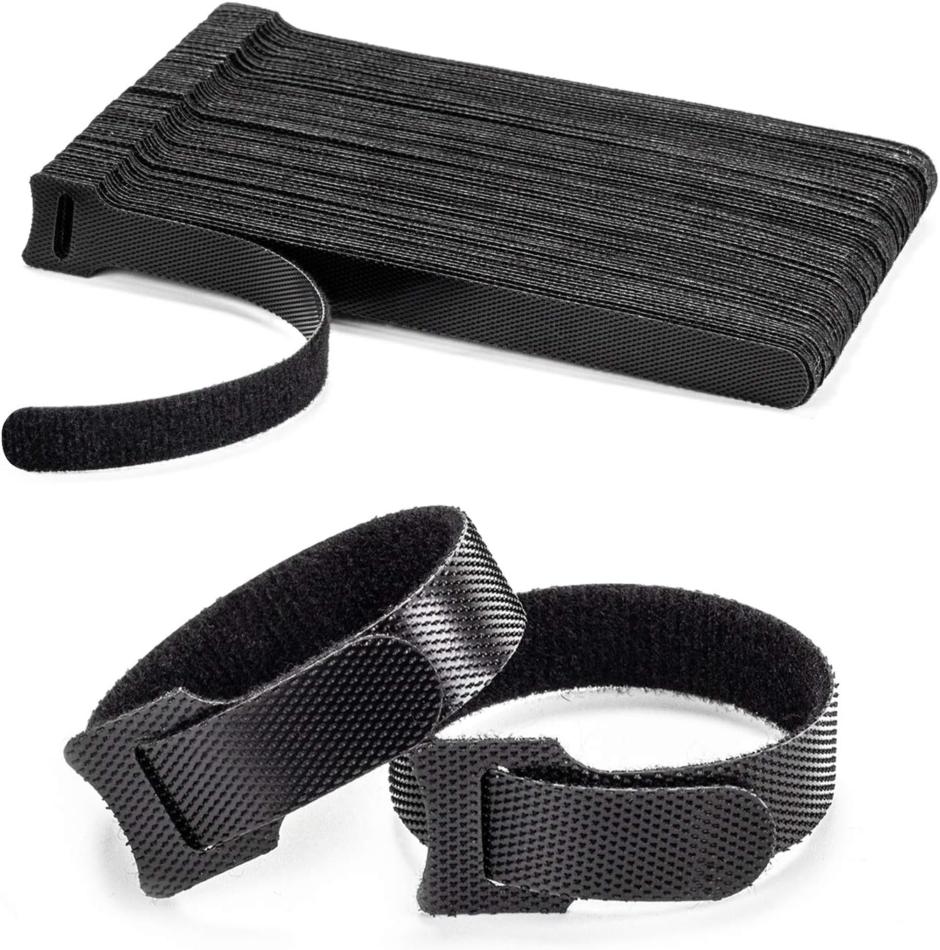 OneLeaf 80PCS Reusable Cable Ties, Black Adjustable 6-Inch Cord Organizer Ties,...