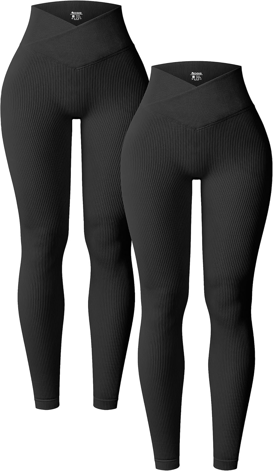 OQQ Women's 2 Piece Yoga Leggings Ribbed Seamless Workout High Waist Cross Over...