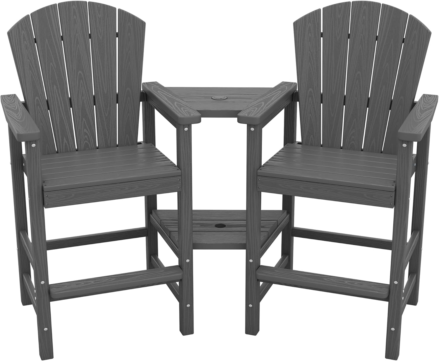 SERWALL Tall Adirondack Chairs Set of 2 with Double Layer Connecting Tray, HDPE...