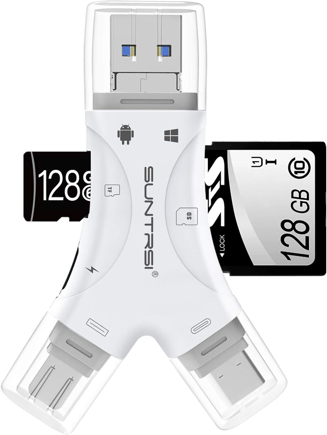 SD Card Reader for iPhone/ipad/Android/Mac/Computer/Camera,4 in1 Micro SD Card R...