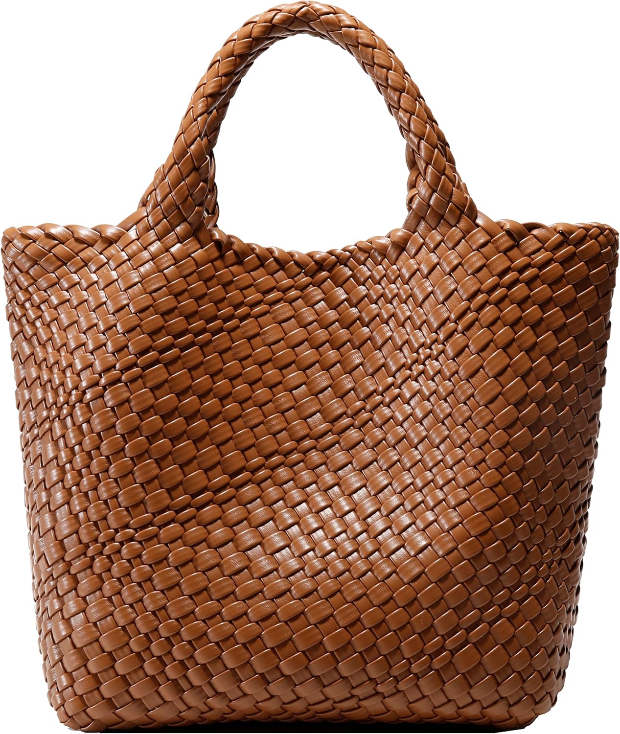Woven Bag for Women, Vegan Leather Tote Bag Large Summer Beach Travel Handbag an...
