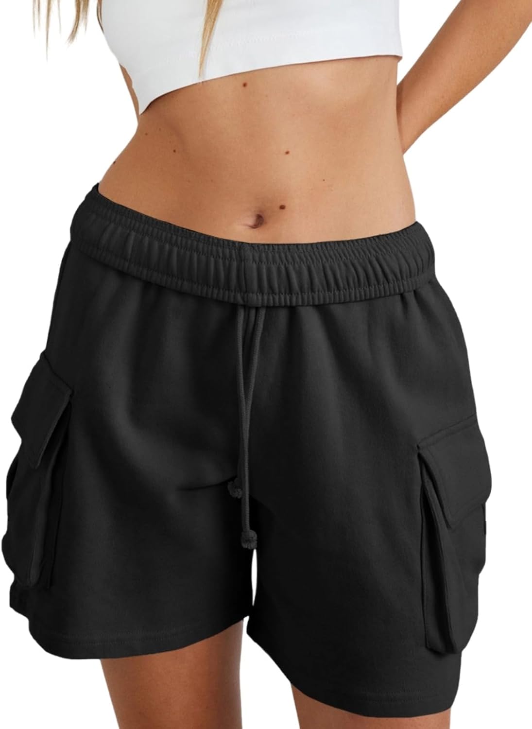 Fisoew Sweat Shorts for Women Casual Summer Drawstring Cargo Short Athletic Runn...