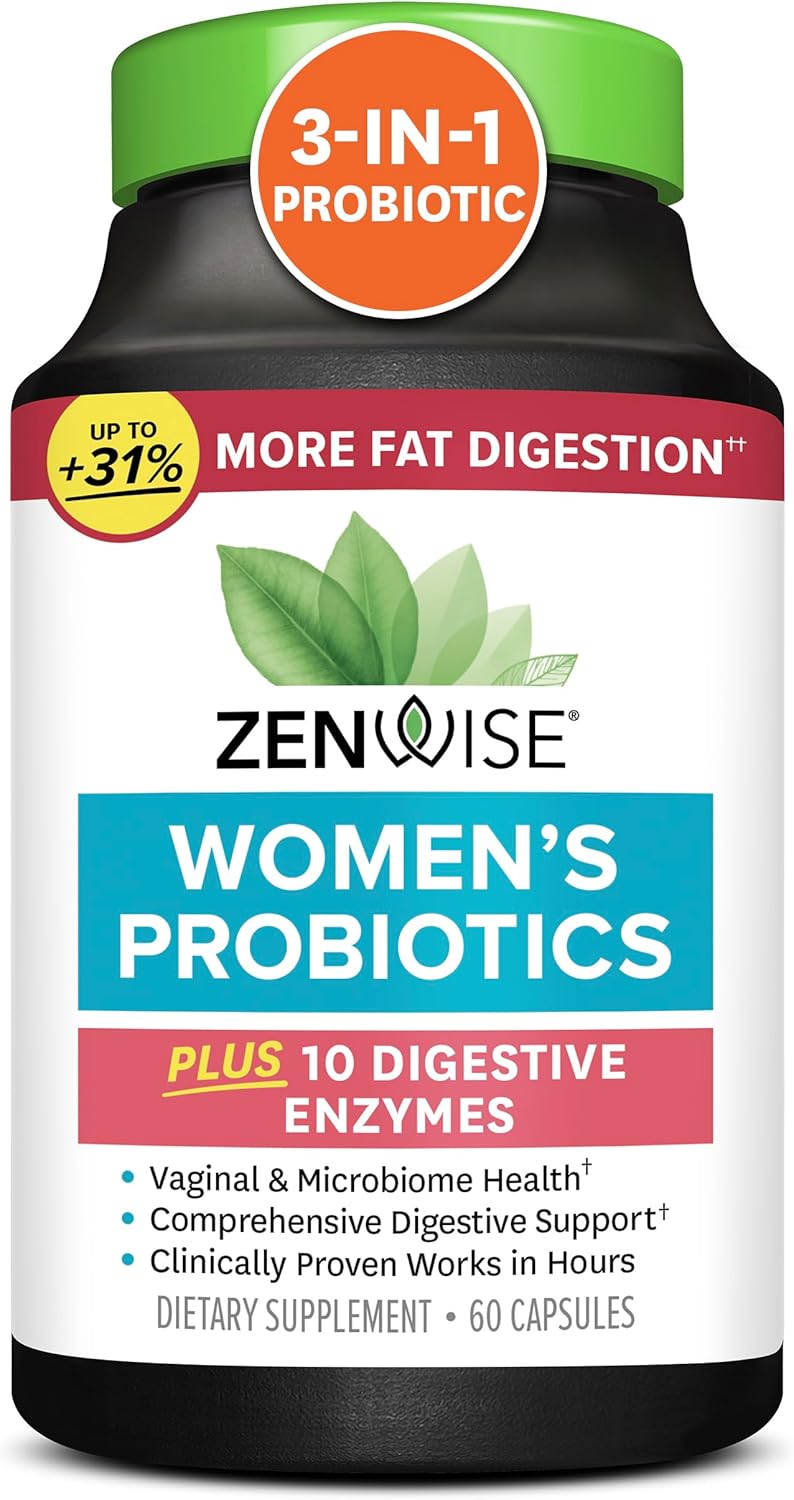 Zenwise Health Probiotics for Women - Digestive Enzymes for Bloating Relief, Vag...