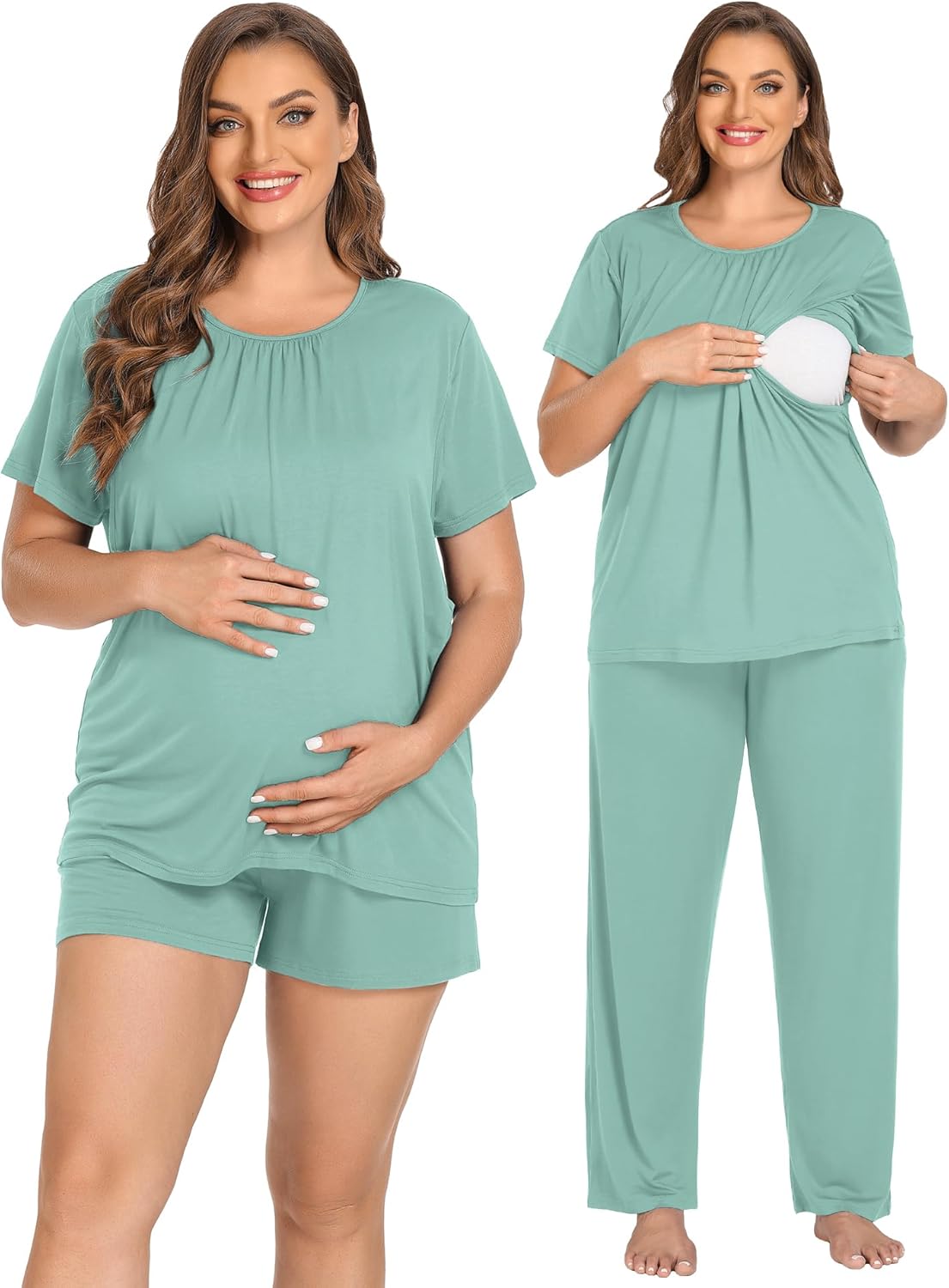 SWOMOG Women 3Pcs Maternity Pajama Set Nursing Pjs Pregnancy Set Breastfeeding P...