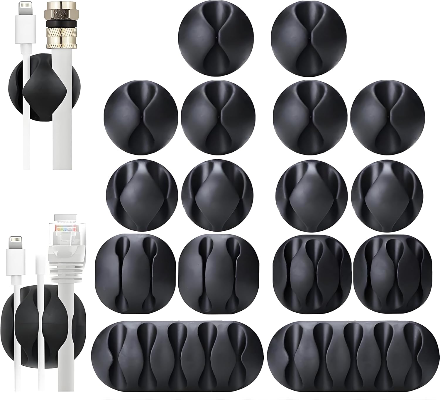OHill Cable Clips, 16 Pack Black Self Adhesive Cord Holder, Ideal Cable Manageme...