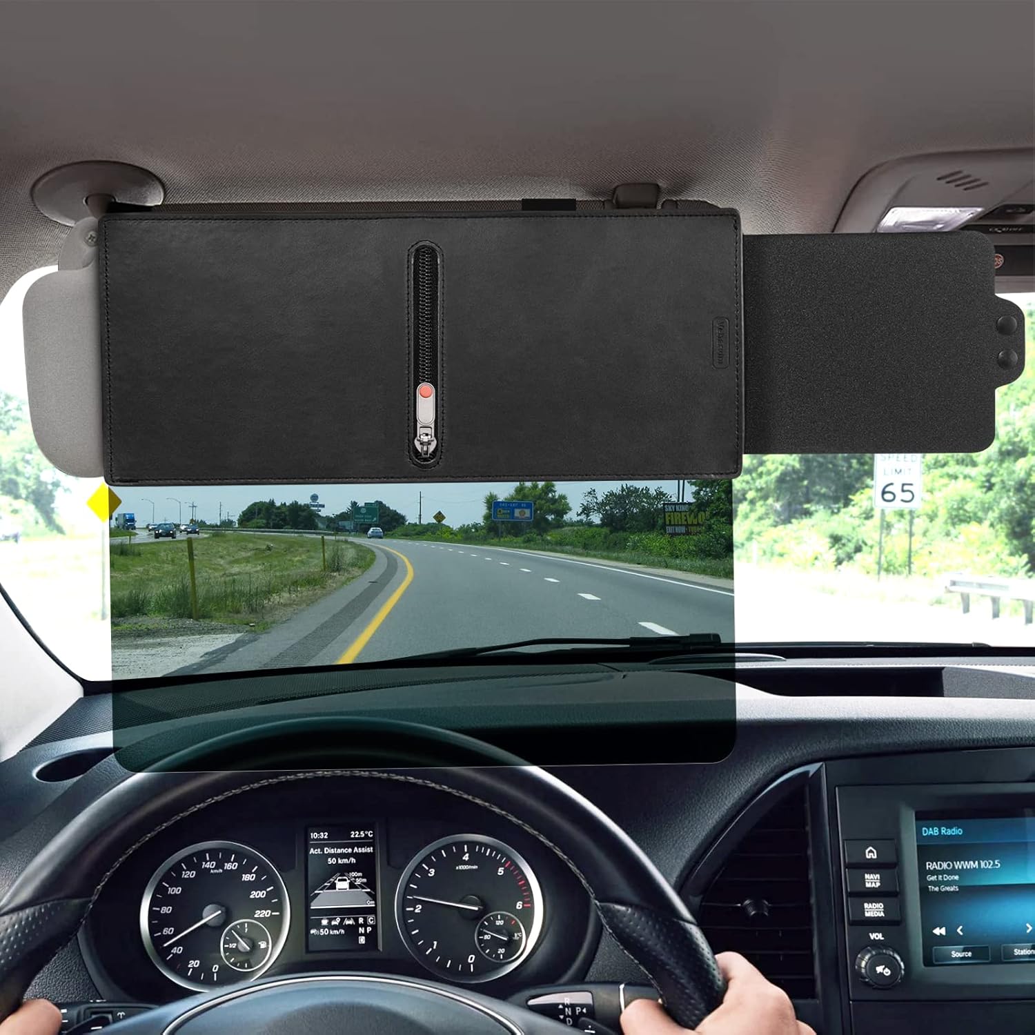 Veharvim Polarized Sun Visor with Zipper Slider, Upgraded UV400 Car Sun Visor Ex...