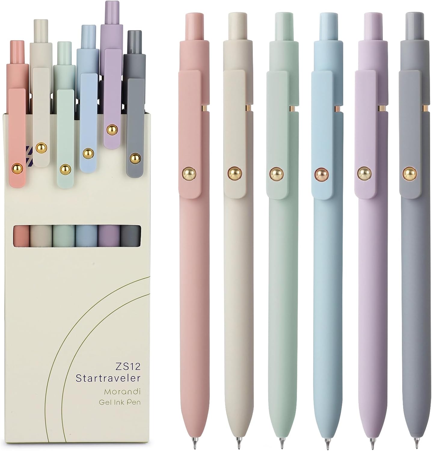 FIOVER Gel Pens, 6pcs 0.5mm Fine Point Black Ink, Smooth Writing Pens for Journa...