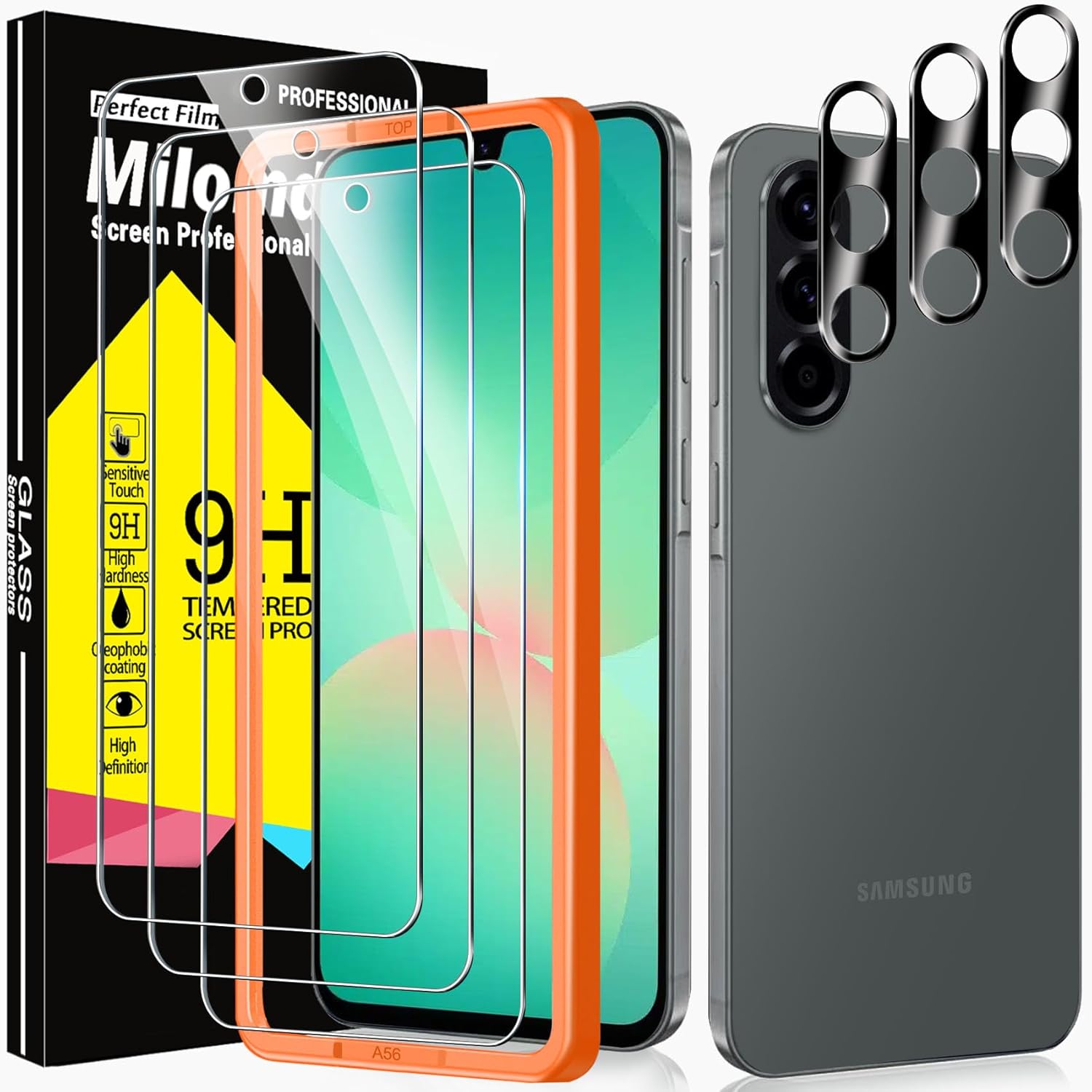 Milomdoi 3 Pack, Superior Tempered Glass for Samsung Galaxy A56 5G Screen Protec...
