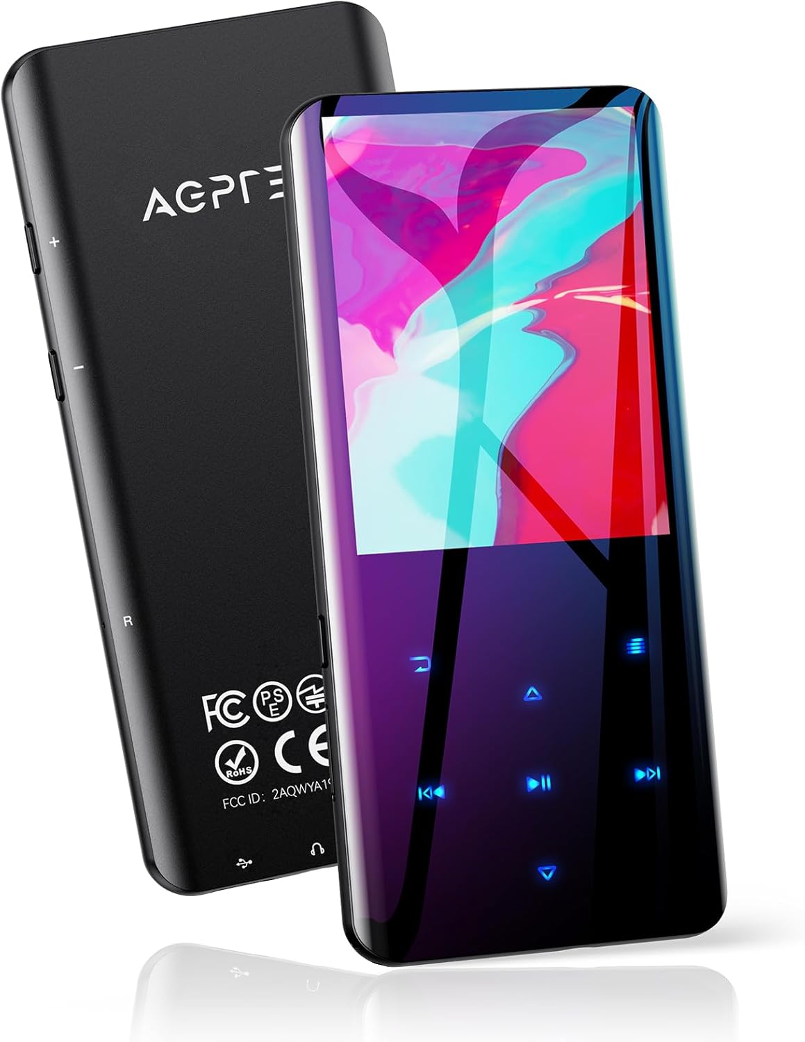 AGPTEK 64GB MP3 Player with Bluetooth 5.3, A19X 2.4" Curved Screen Portable Musi...