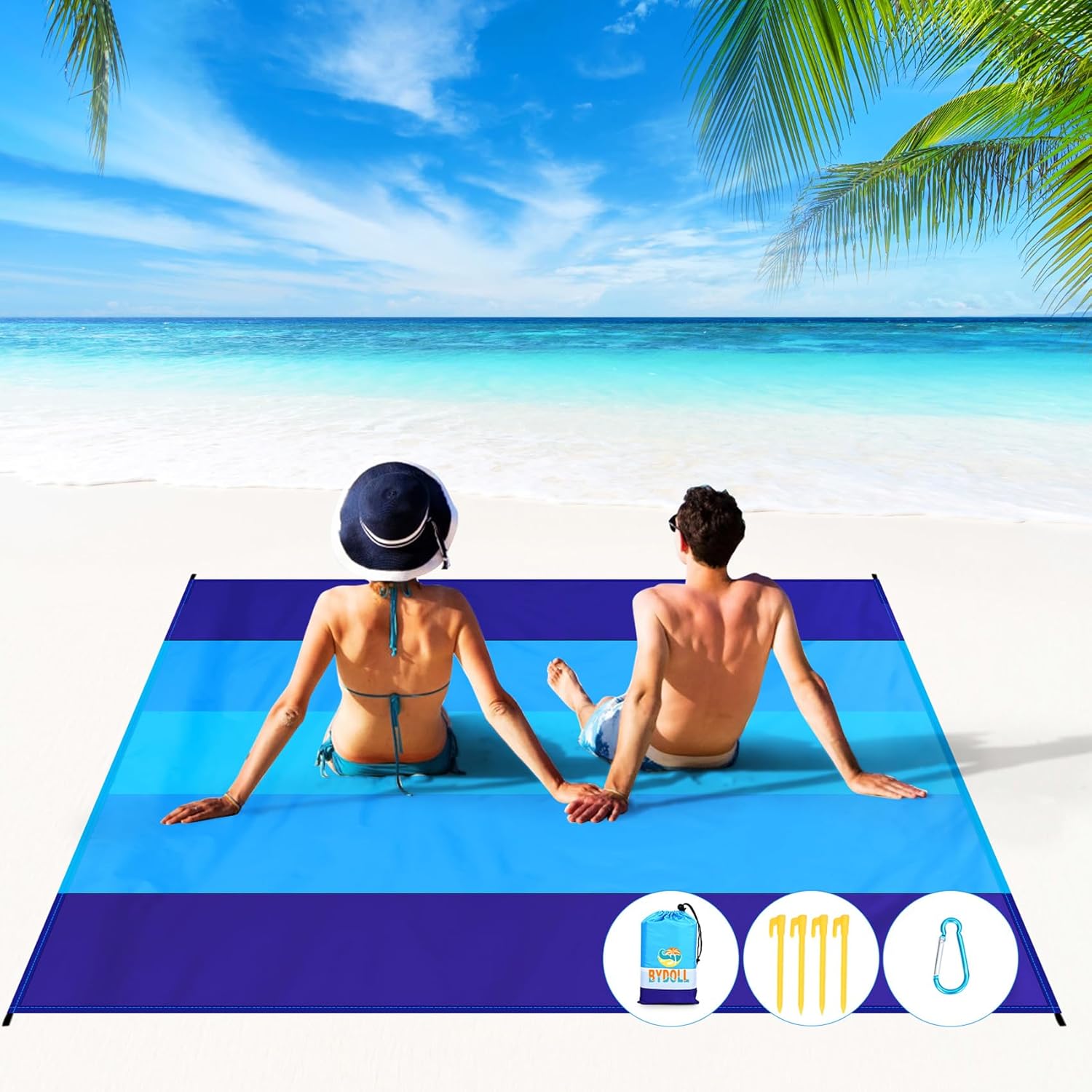 BYDOLL Beach Blanket 78''X81'' 4-7 Adults Oversized Lightweight Waterproof Sandp...