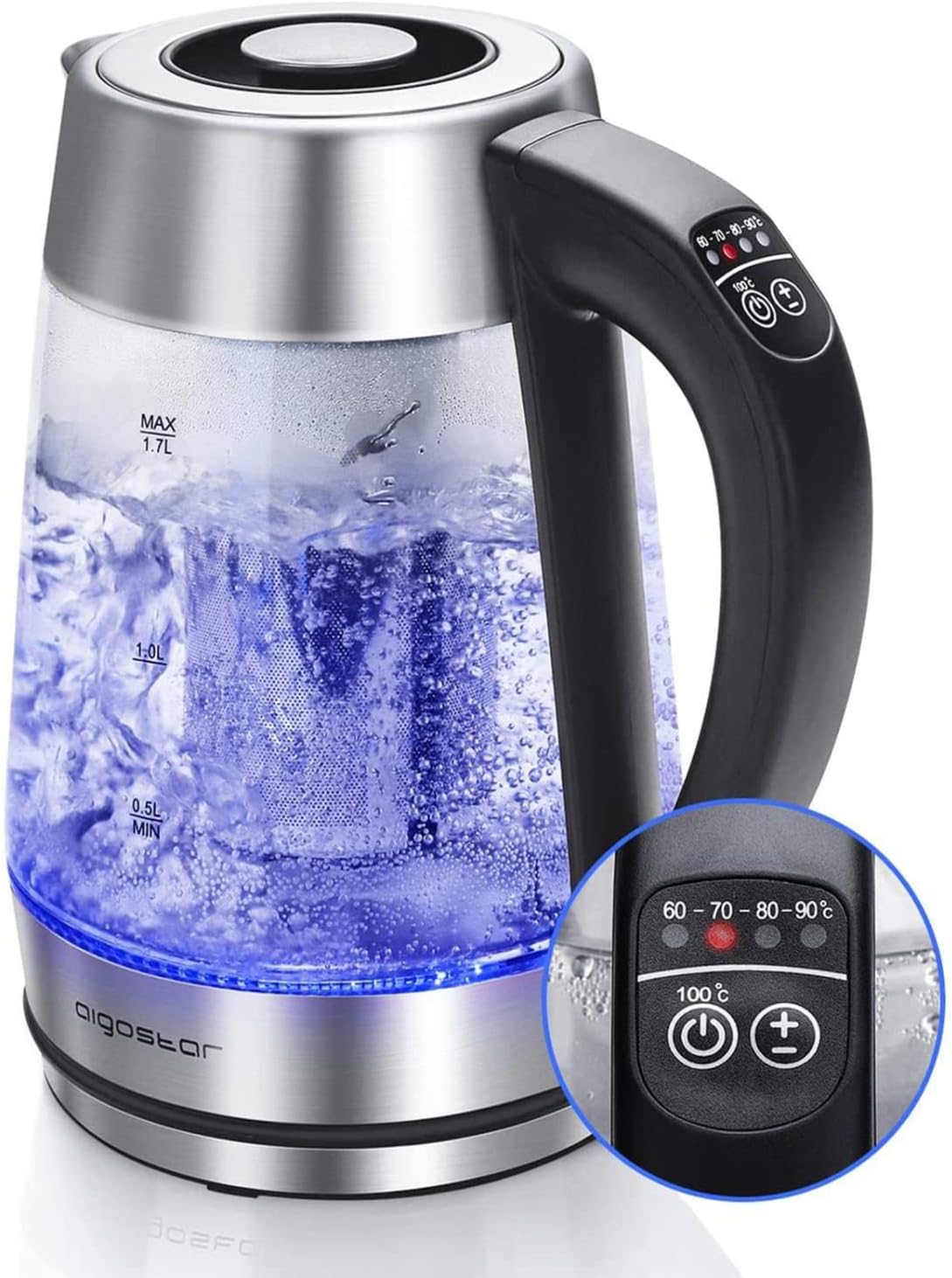 Aigostar Electric Glass Kettle with Variable Tempe...