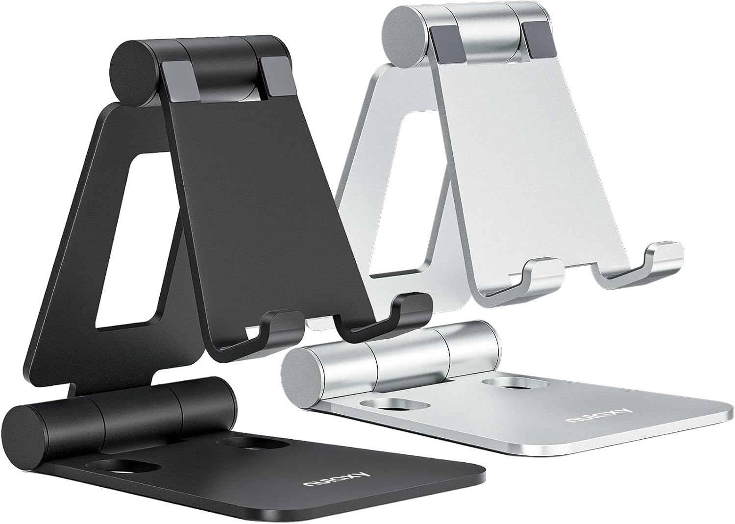 Nulaxy 2 Pack Dual Folding Cell Phone Stand, Fully Adjustable Foldable Desktop P...