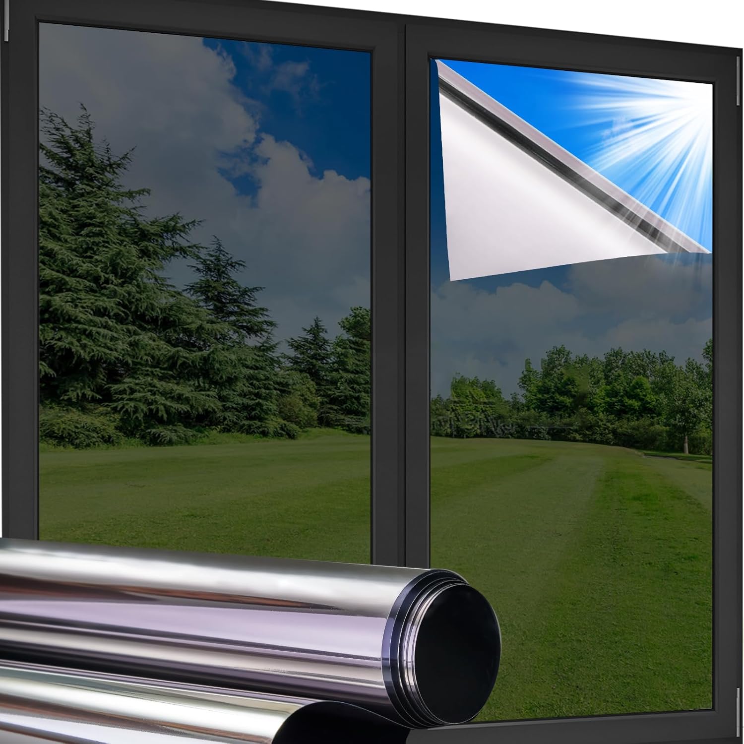 Coavas One Way Privacy Window Film,Reflective Home Glass Mirror Tint See Out Not...