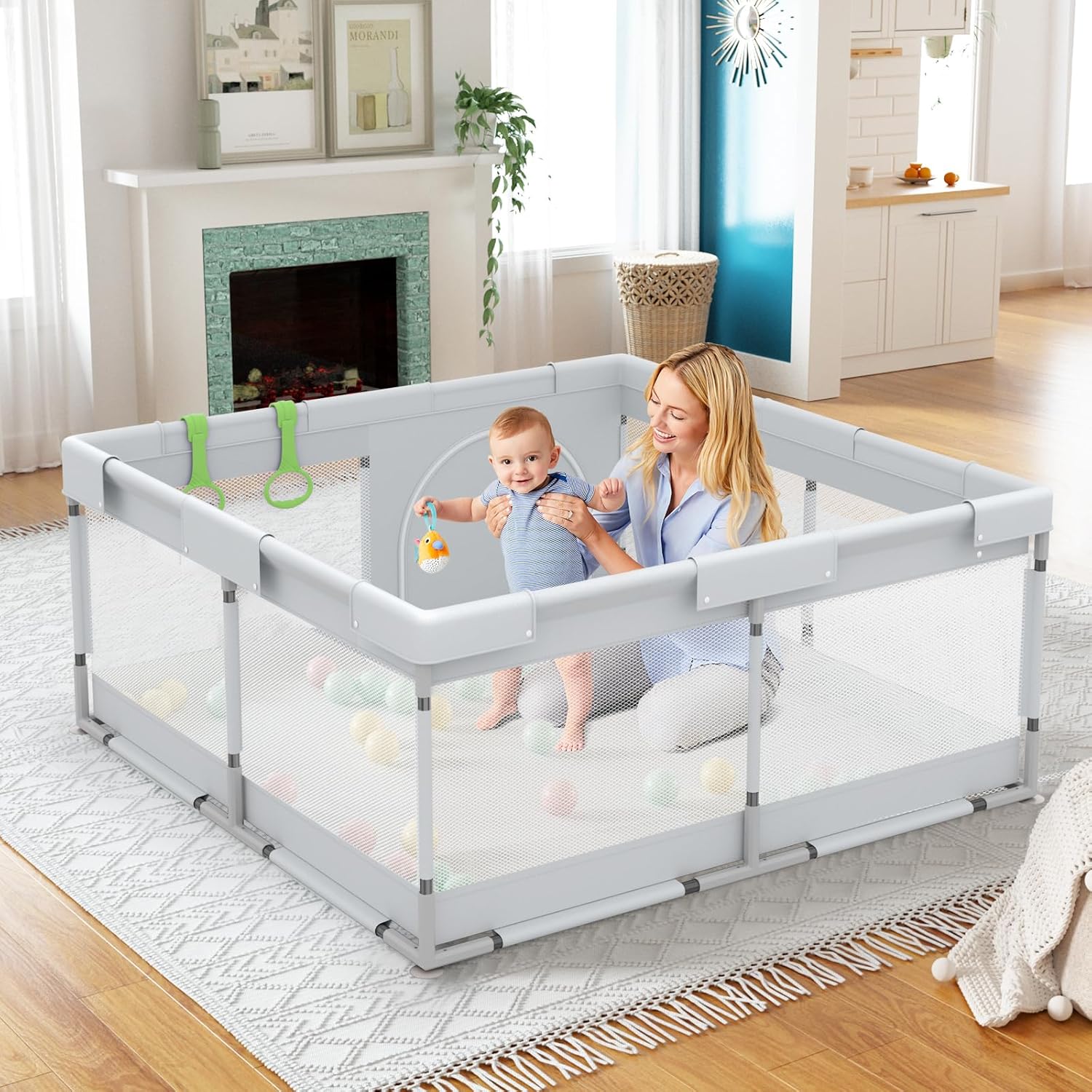 Fodoss Baby Playpen, Play Pen Babies and Toddlers, 47x47inch Small Baby Play Pen...