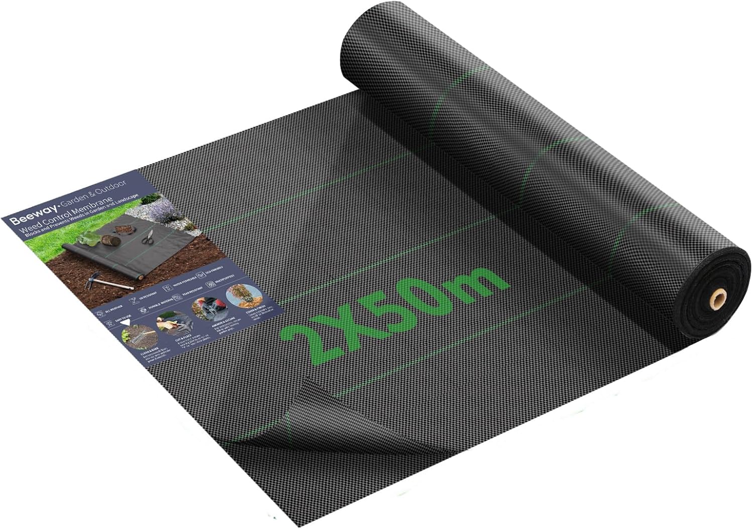 BEEWAY Weed Control Membrane 2m x 50m/Roll, Heavy Duty Weed Control Fabric 90gsm...