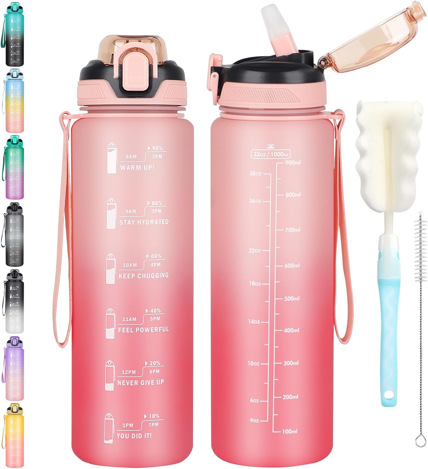 CodiCile 1L Water Bottle with Straw,Water Bottle Dishwasher Safe,Leak-proof Spor...
