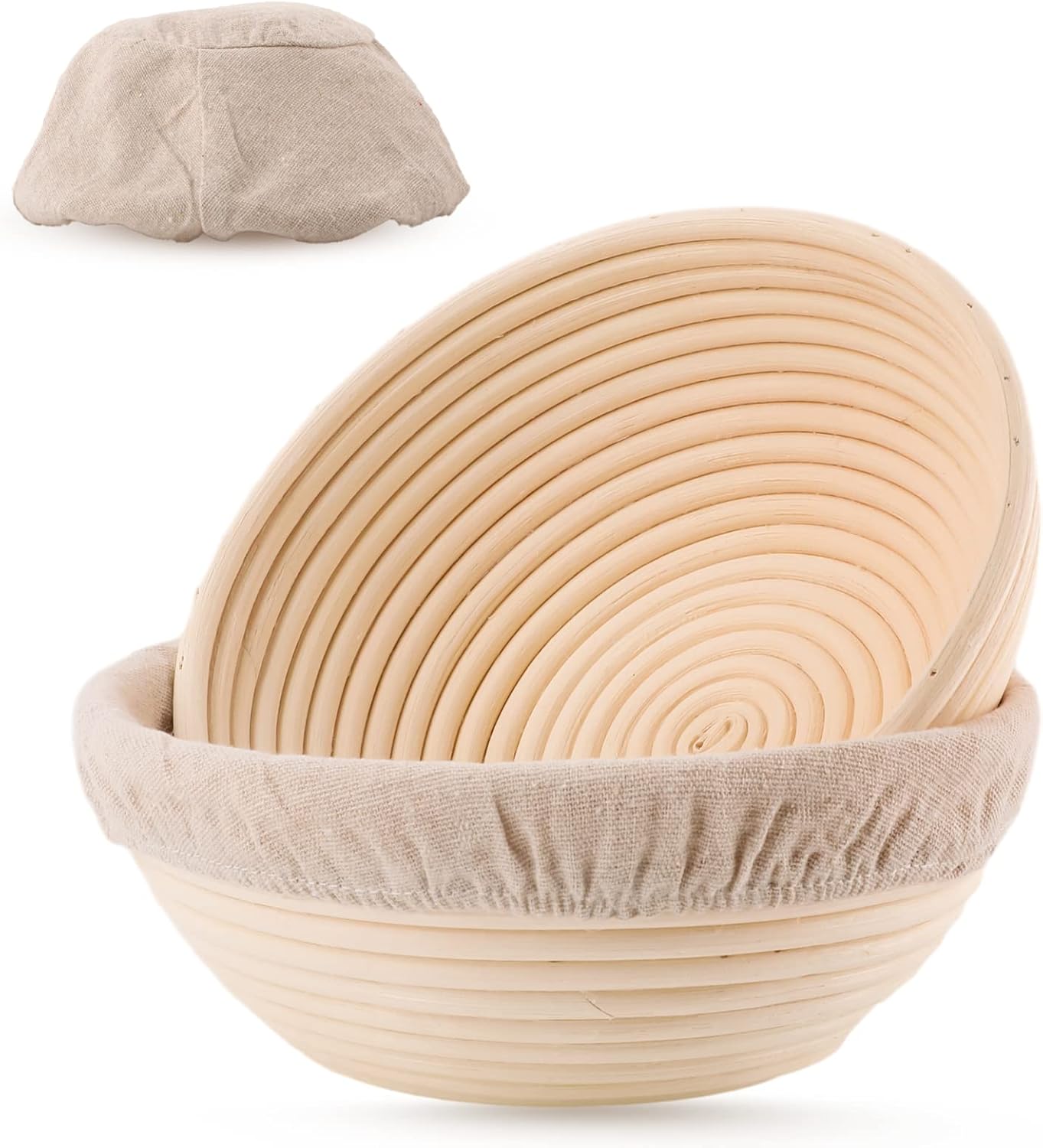 Joyyy Sourdough Bread Proofing Baskets with Liner, Dough Rising Ratten Bowl for...