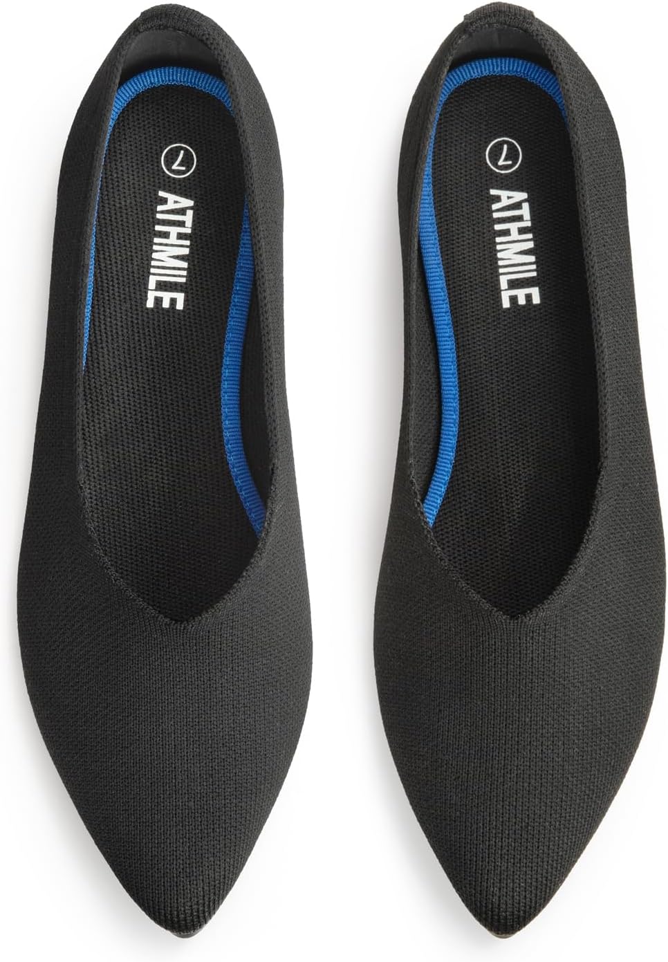 ATHMILE Pointed Toe Flats for Women Dressy Bronze Work Shoes Business Casul Knit...