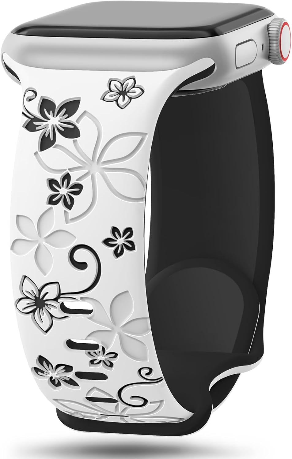 Floral Engraved Bands Compatible with Apple Watch Band 41mm 40mm 44mm 45mm 42mm...