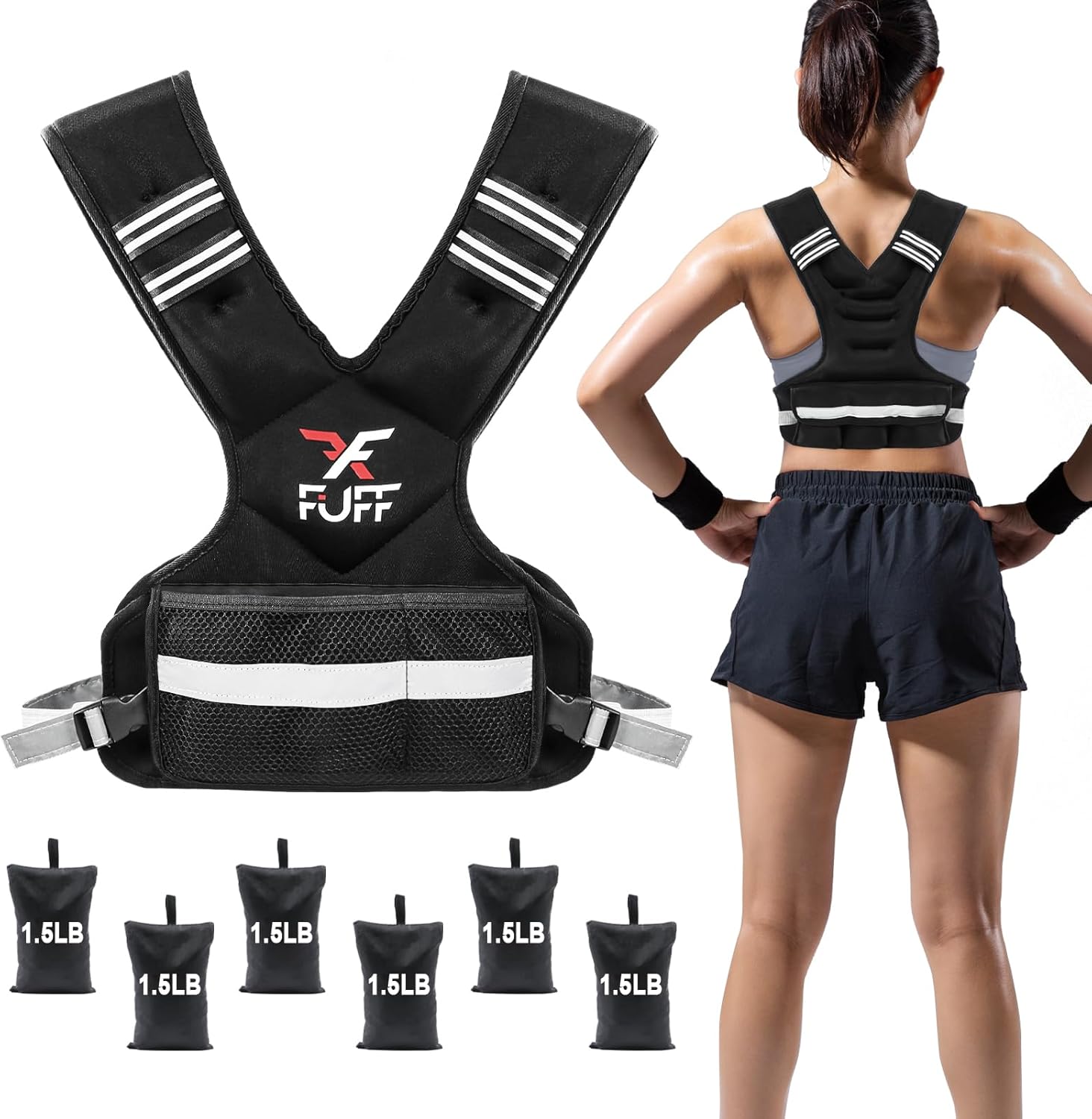 Adjustable Weighted Vest for Women & Men,4-10lb/11-20lb/20-32lb Vest with 6 Iron...