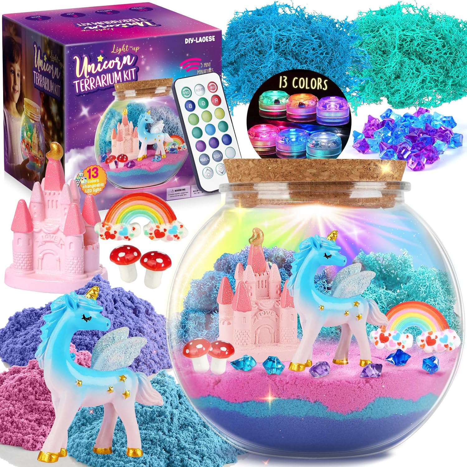 Unicorns Gifts for Girls - Unicorns Terrarium Kit for Kids - Birthday Gift for G...