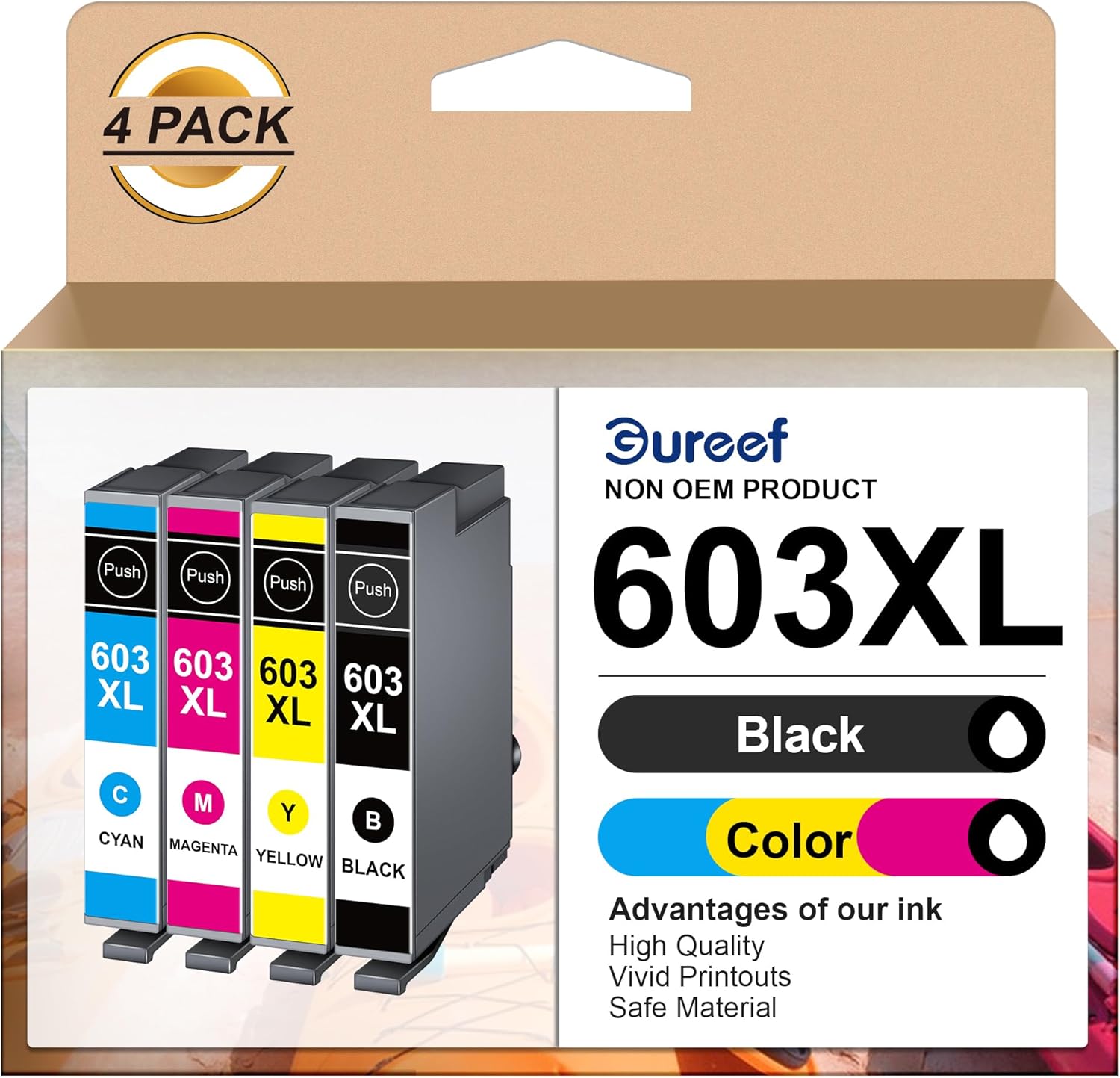 Gureef 603XL Ink Cartridges for Epson 603 Ink Cartridges Multipack Compatible wi...
