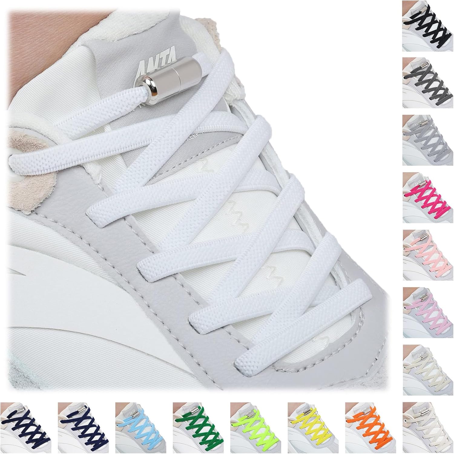 Handshop 2 Pairs Elastic Shoe Laces, No Tie Shoelaces for Adults/Kids Trainers,...
