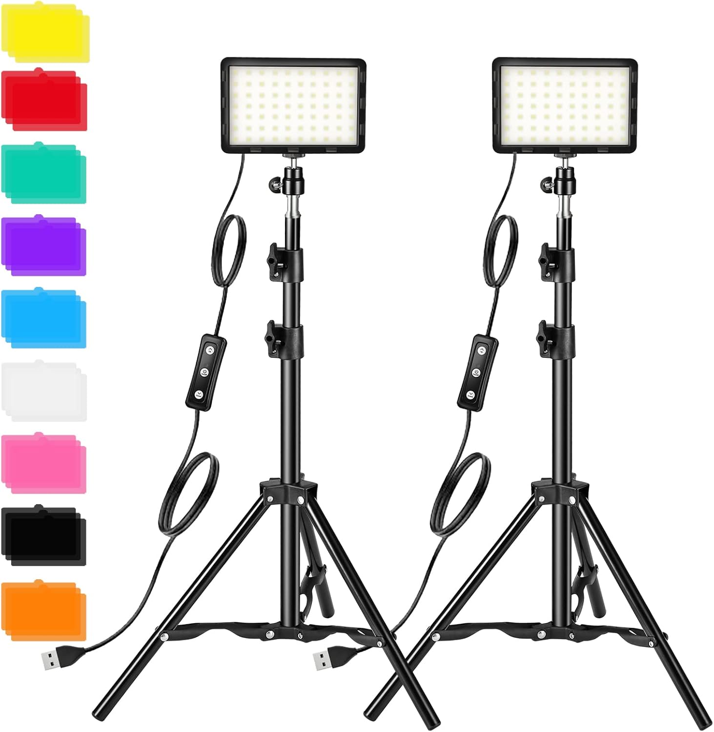 Photography Video Lighting Kit, LED Studio Streaming Light with 9 Color Filters...