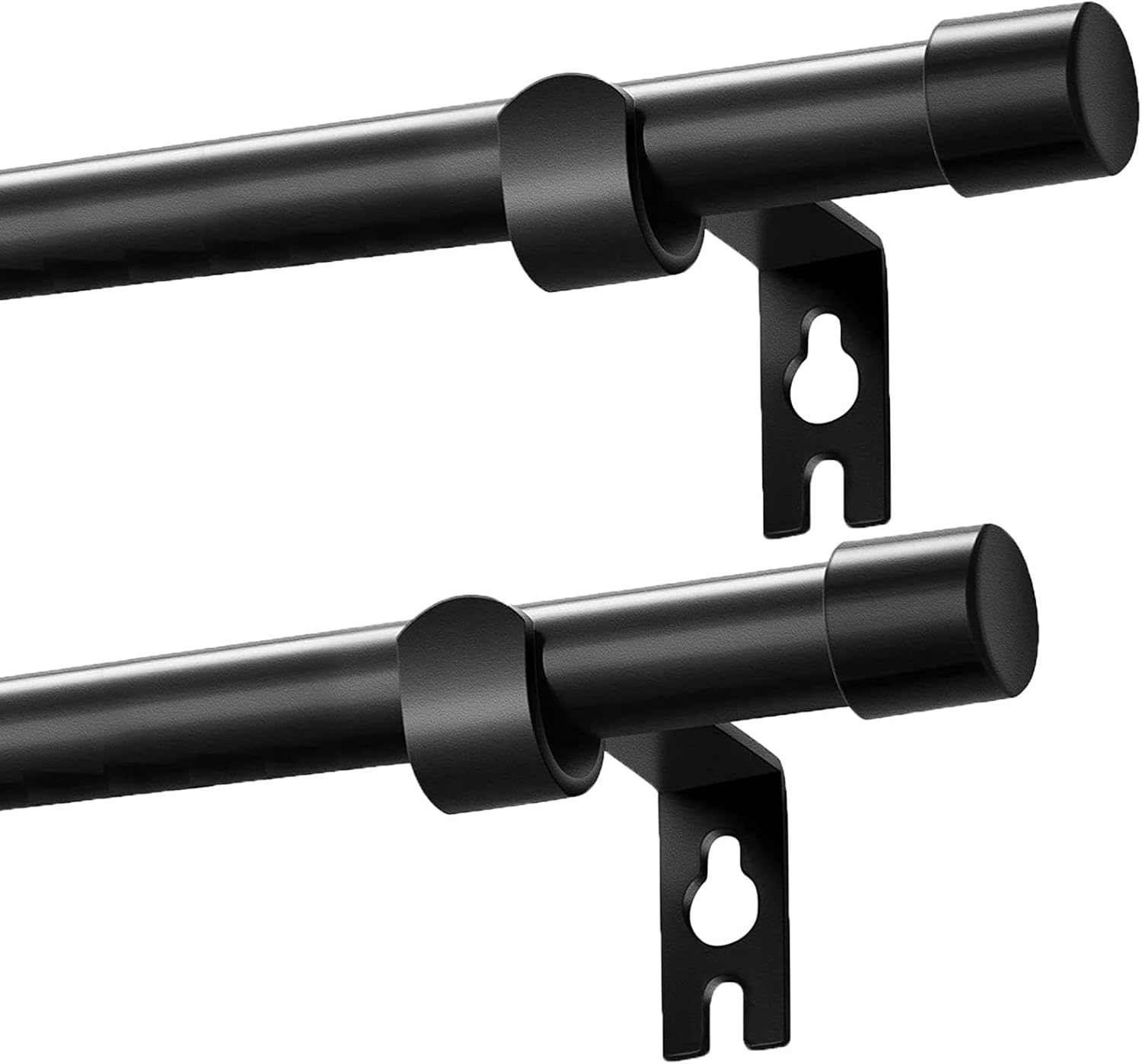 Black Curtain Rods 2 Pack, Curtain Rods for Windows 30 to 88 Inch, 5/8 Inch Curt...