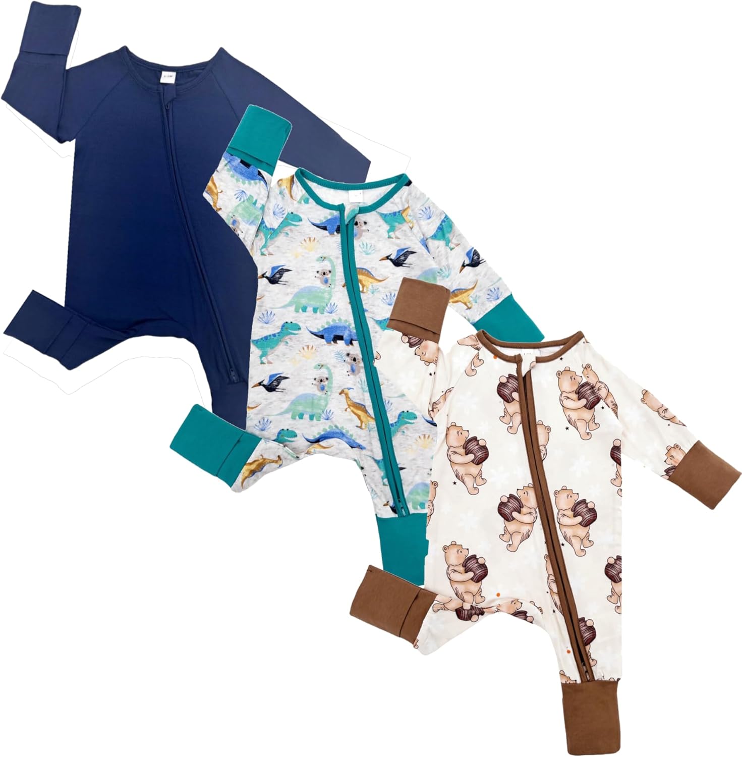 Bow Dream Bamboo Baby Boy Romper Footed Long Sleeve Footies Newborn Girl Clothes...