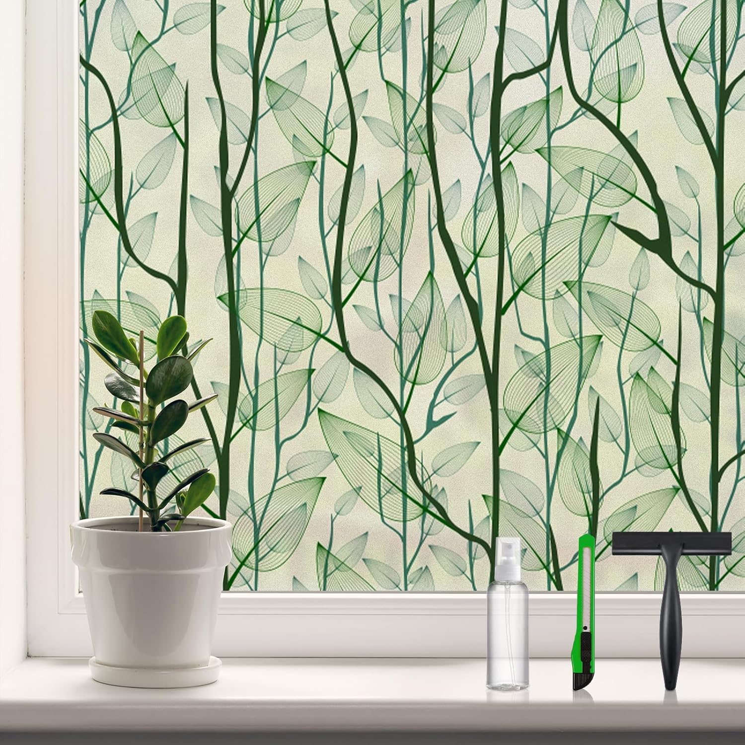 DKTIE Window Film Privacy with Installation Tools, Decorative Stained Glass Wind...