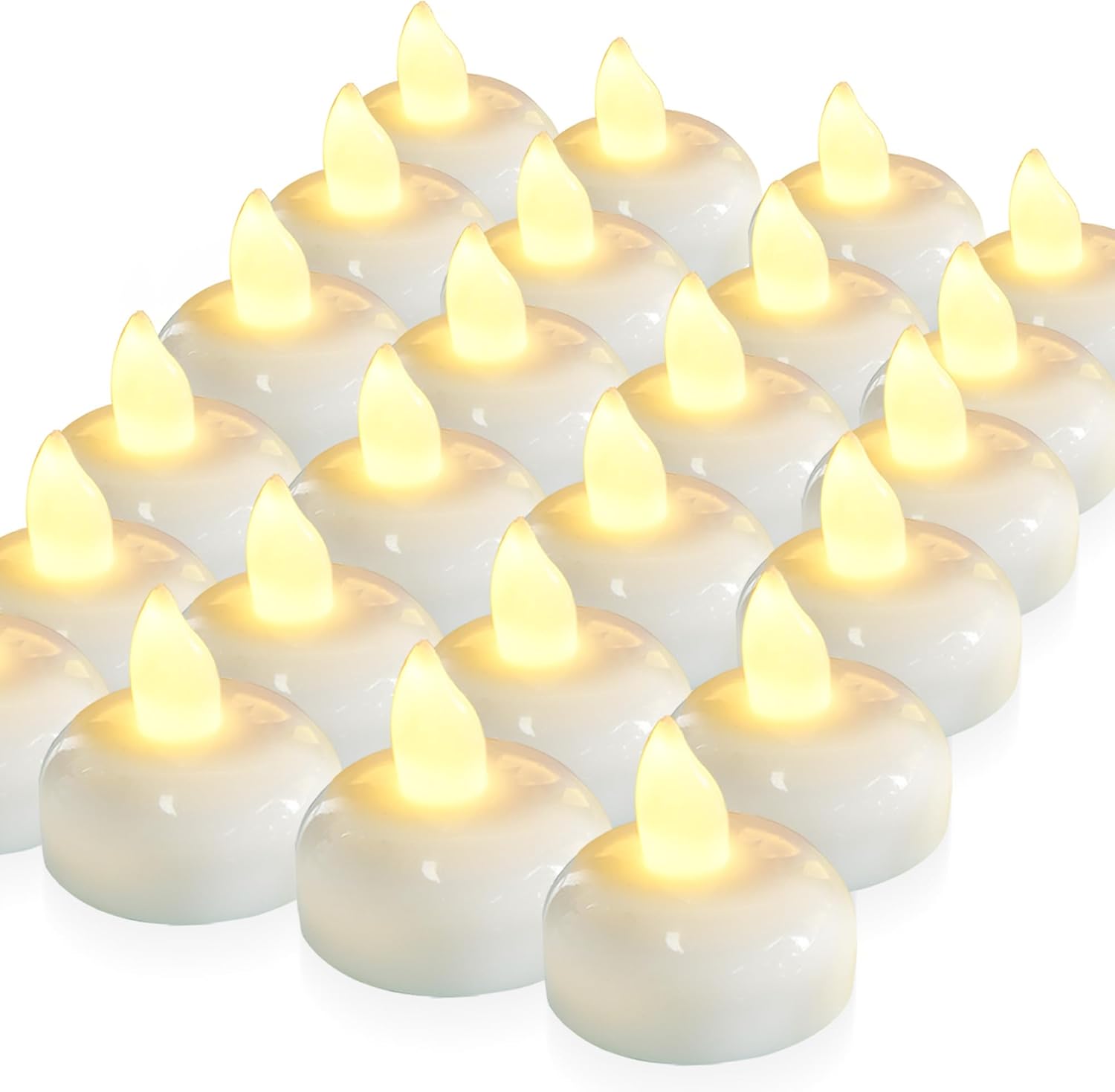 Homemory 24 Pack Waterproof Flameless Floating Tealights, Warm White Battery Fli...