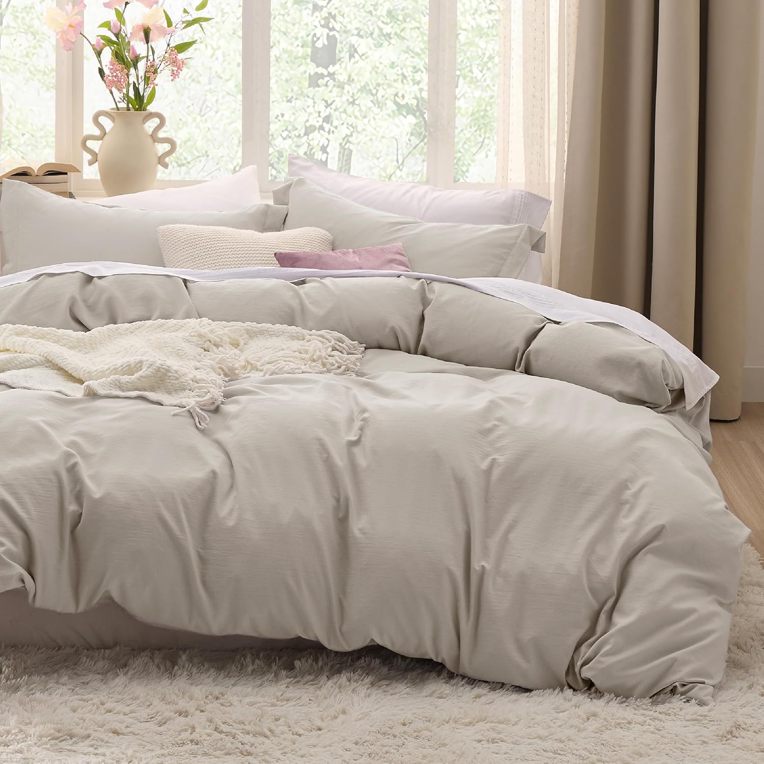 Bedsure Duvet Cover King Size - 3 Pieces Prewashed Extra Soft Bedding Set, Inclu...