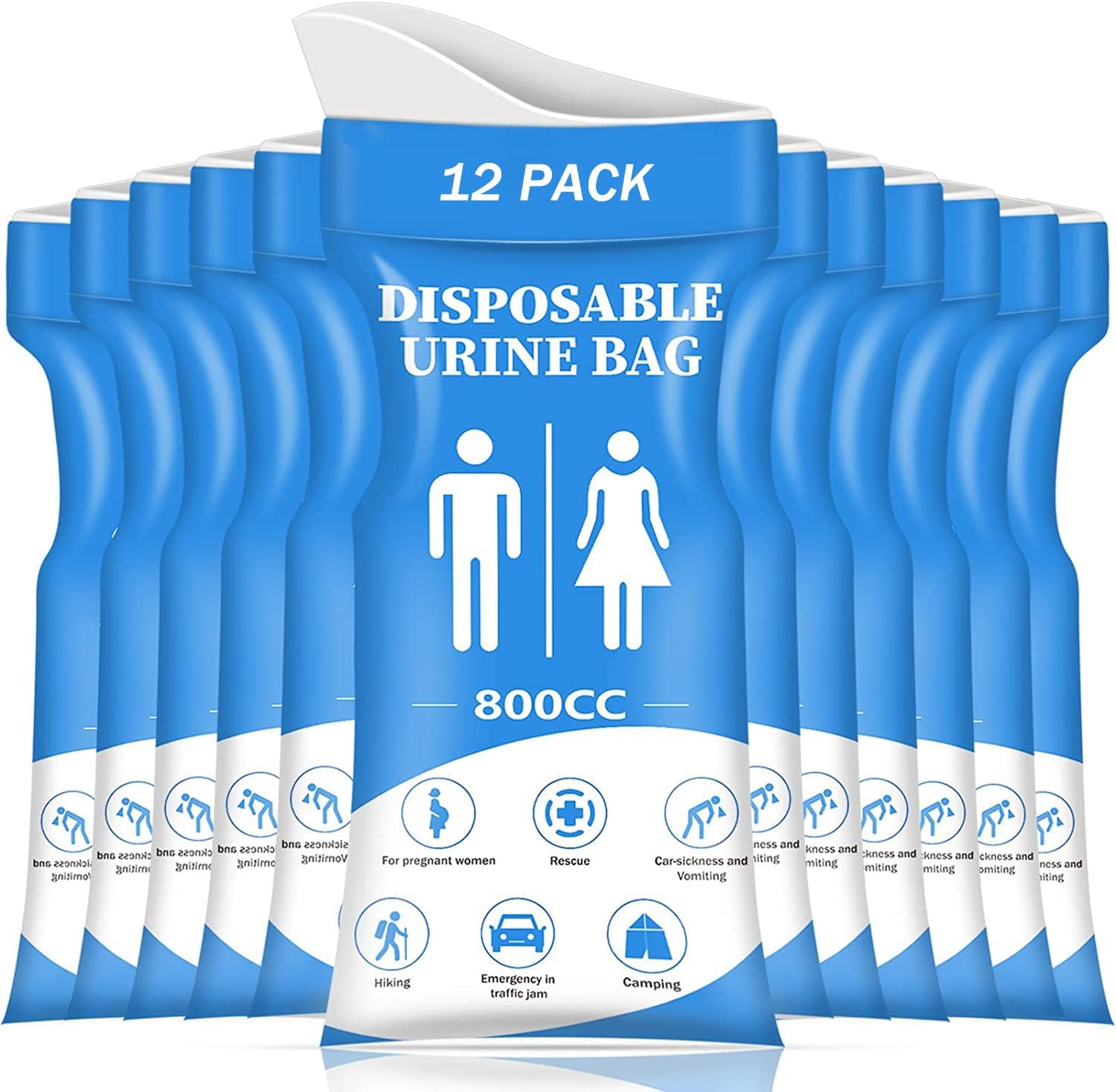 DIBBATU Disposable Urine Bag, 12/24 PCS Pee Bags for Travel for Women/Men, 800ML...