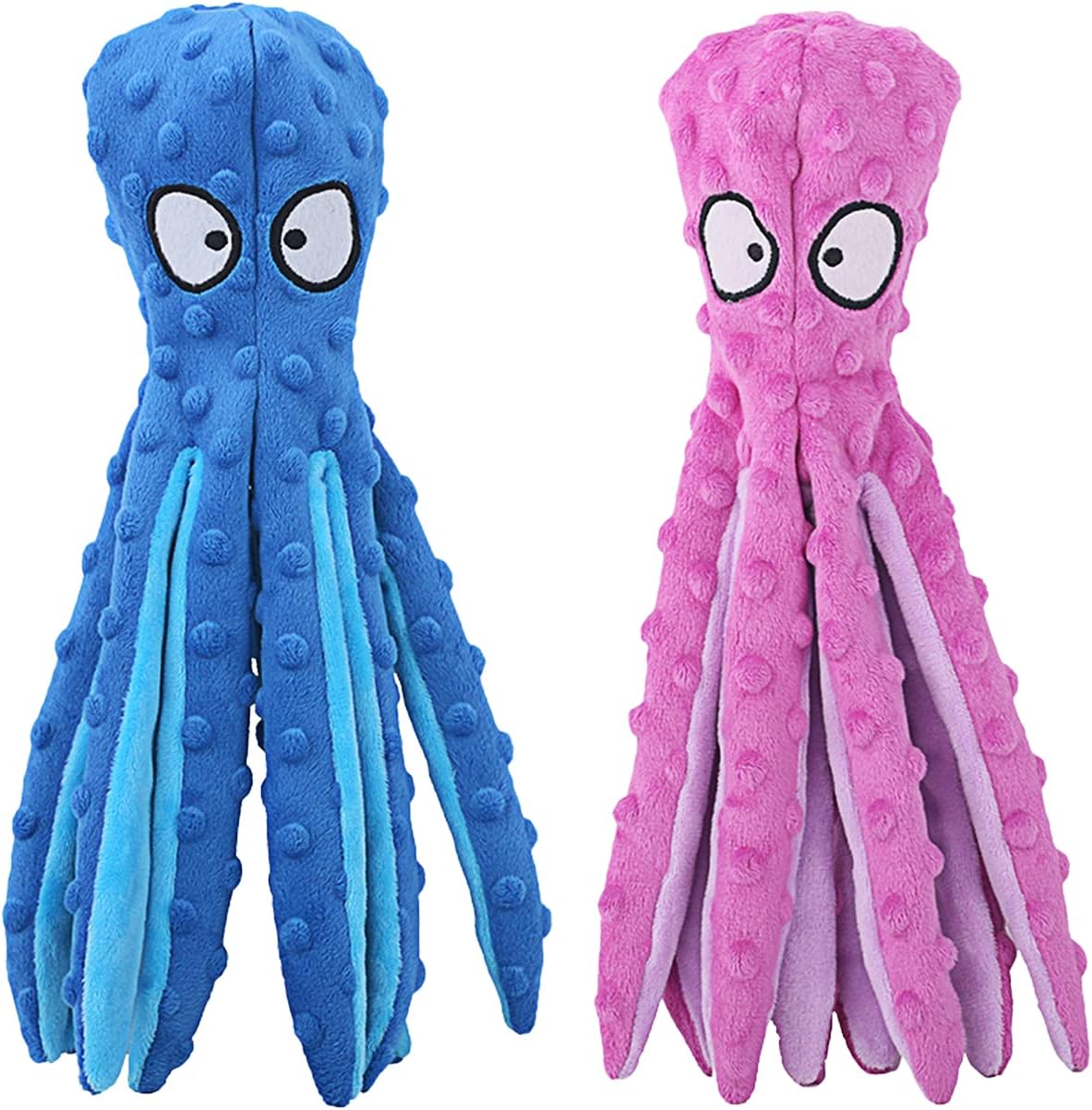 HGB Squeaky Dog Toys - Octopus No Stuffing Crinkle Plush Large Dog Toys to Keep...