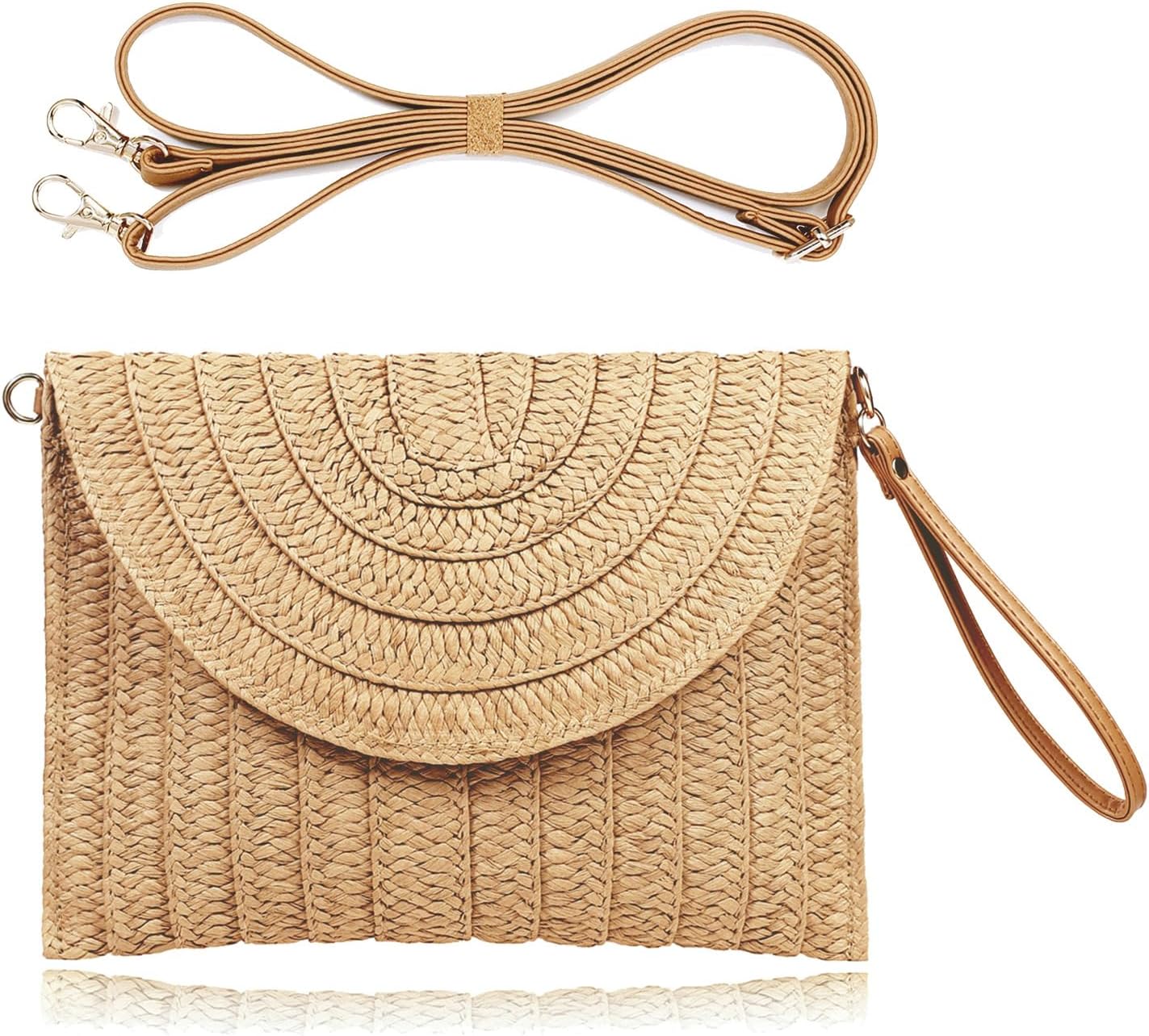 COOKOOKY Straw Clutch Handbag Summer Beach Straw Purse for Women woven Envelope...