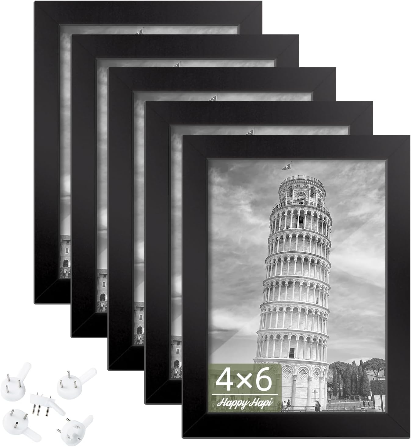 HappyHapi 4x6 Picture Frame Set of 5, Photo Frames for 4x6 Pictures Wall Gallery...