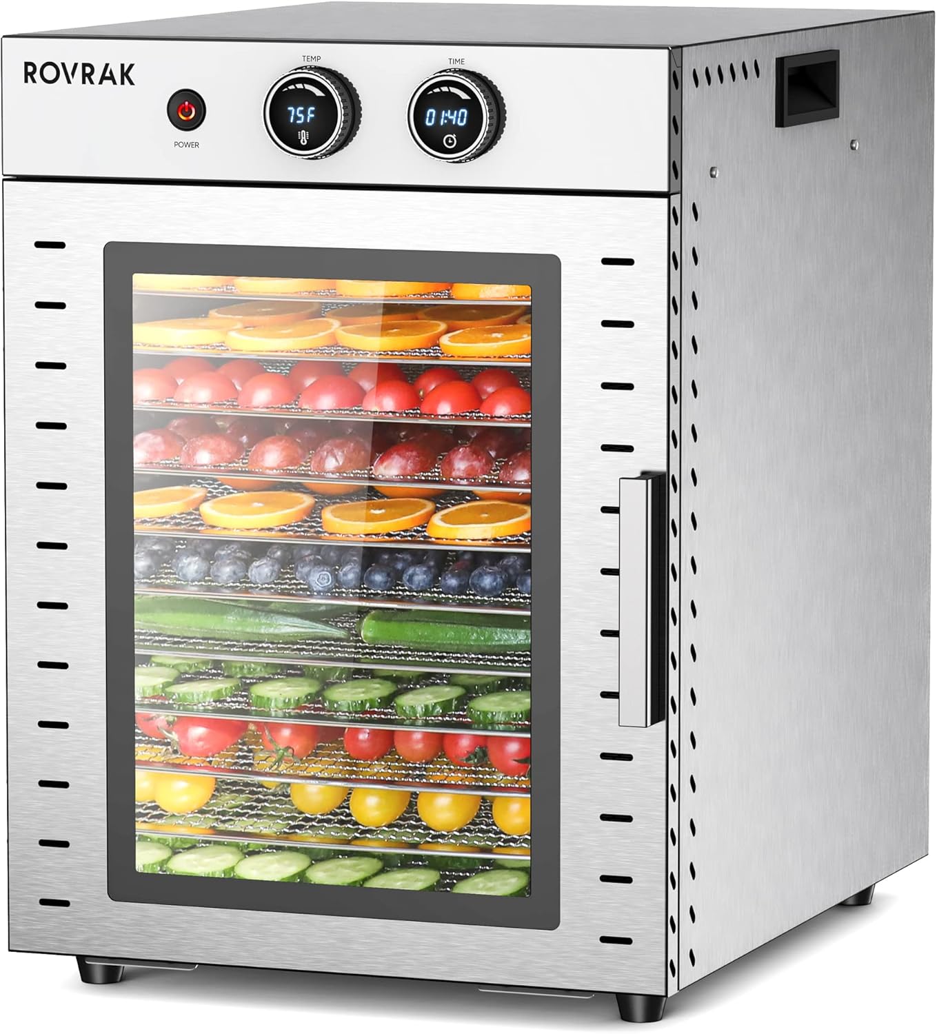 Food Dehydrator for Jerky, Fruit, Meat, Herbs, 12-Tray Stainless Steel Dehydrato...