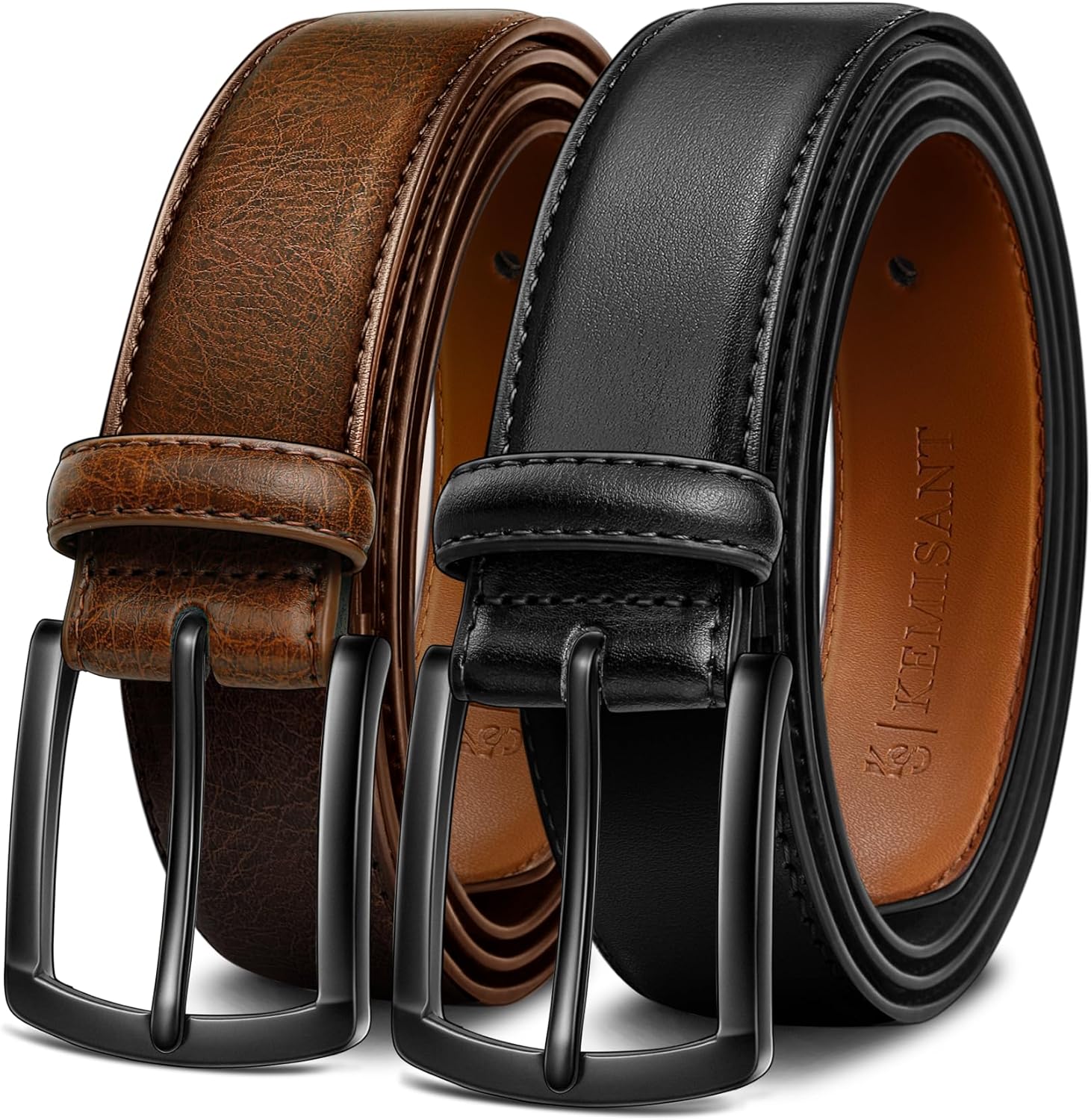 KEMISANT Men Belt 2Pack – Genuine Leather Belt for Men Dress Casual Golf Jeans 1...