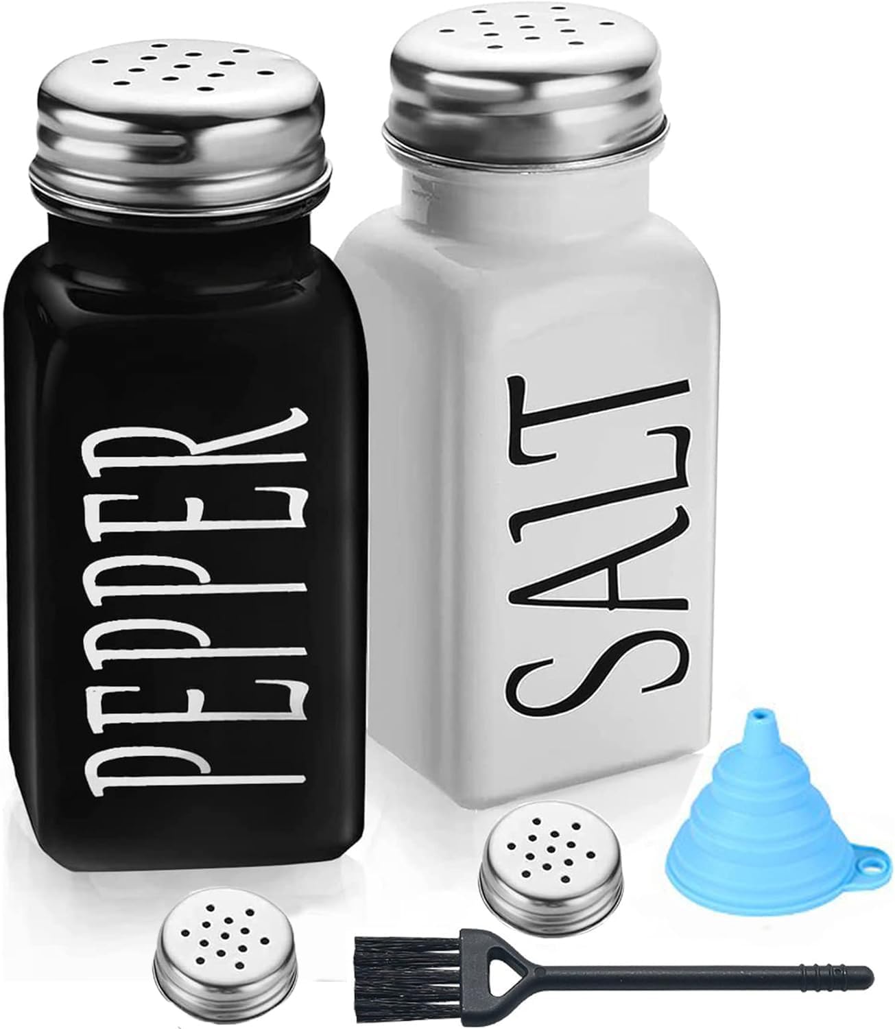 Salt and Pepper Shakers Set, 2 Pcs Salt and Pepper Shakers Sets, Black and White...
