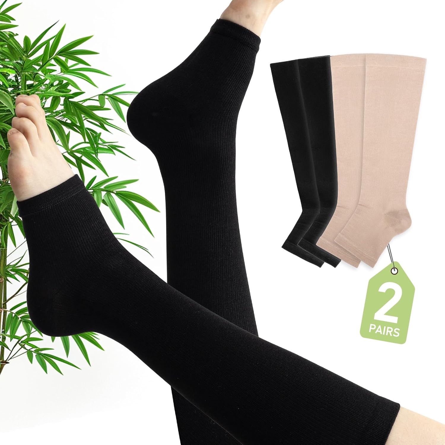 Compression Stockings for Women Men 20-30 mmHg Open Toe Compression Socks Knee H...