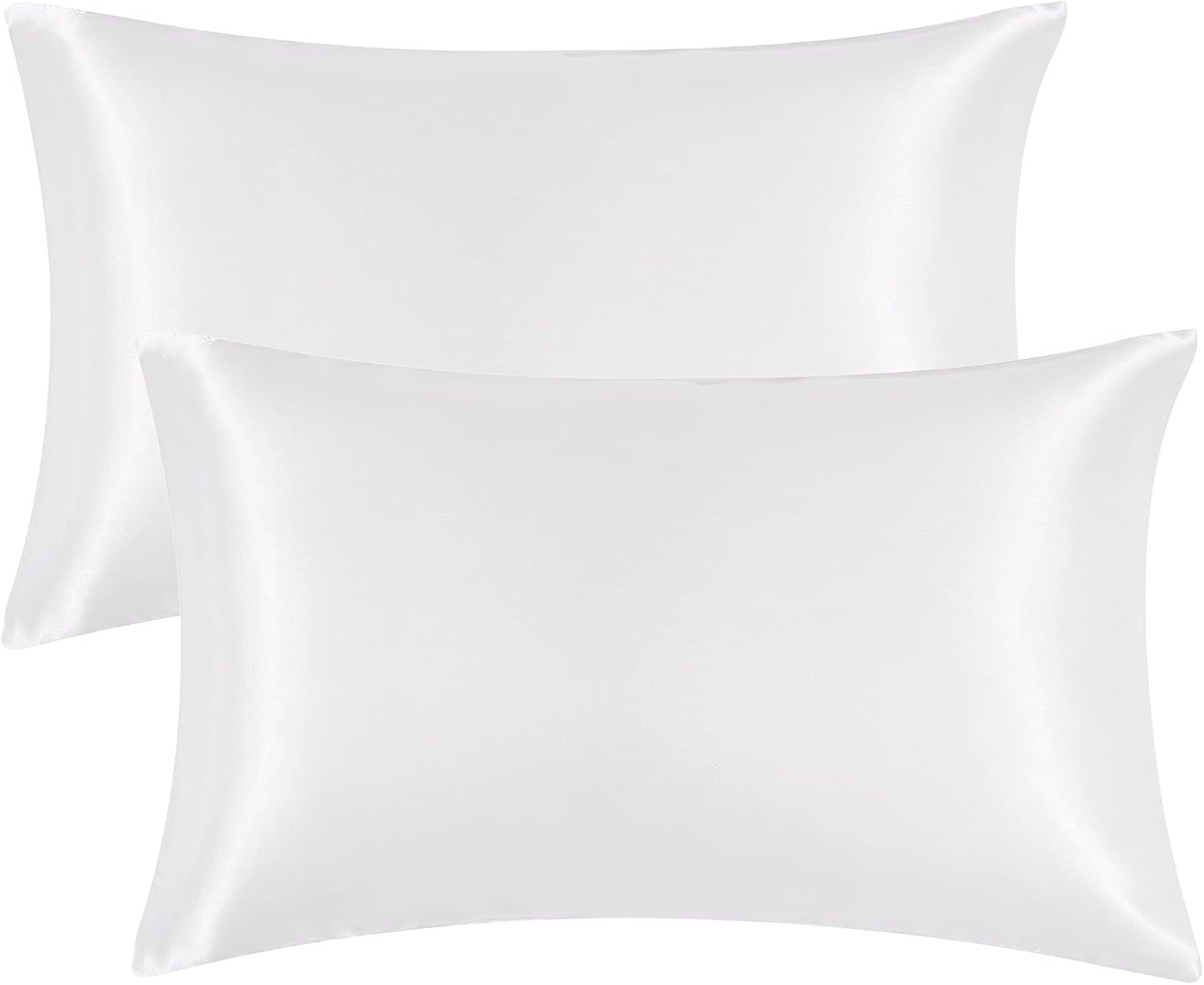 EHEYCIGA Silk Satin Pillow Cases 2 Pack White, Silky Pillowcases for hair and sk...