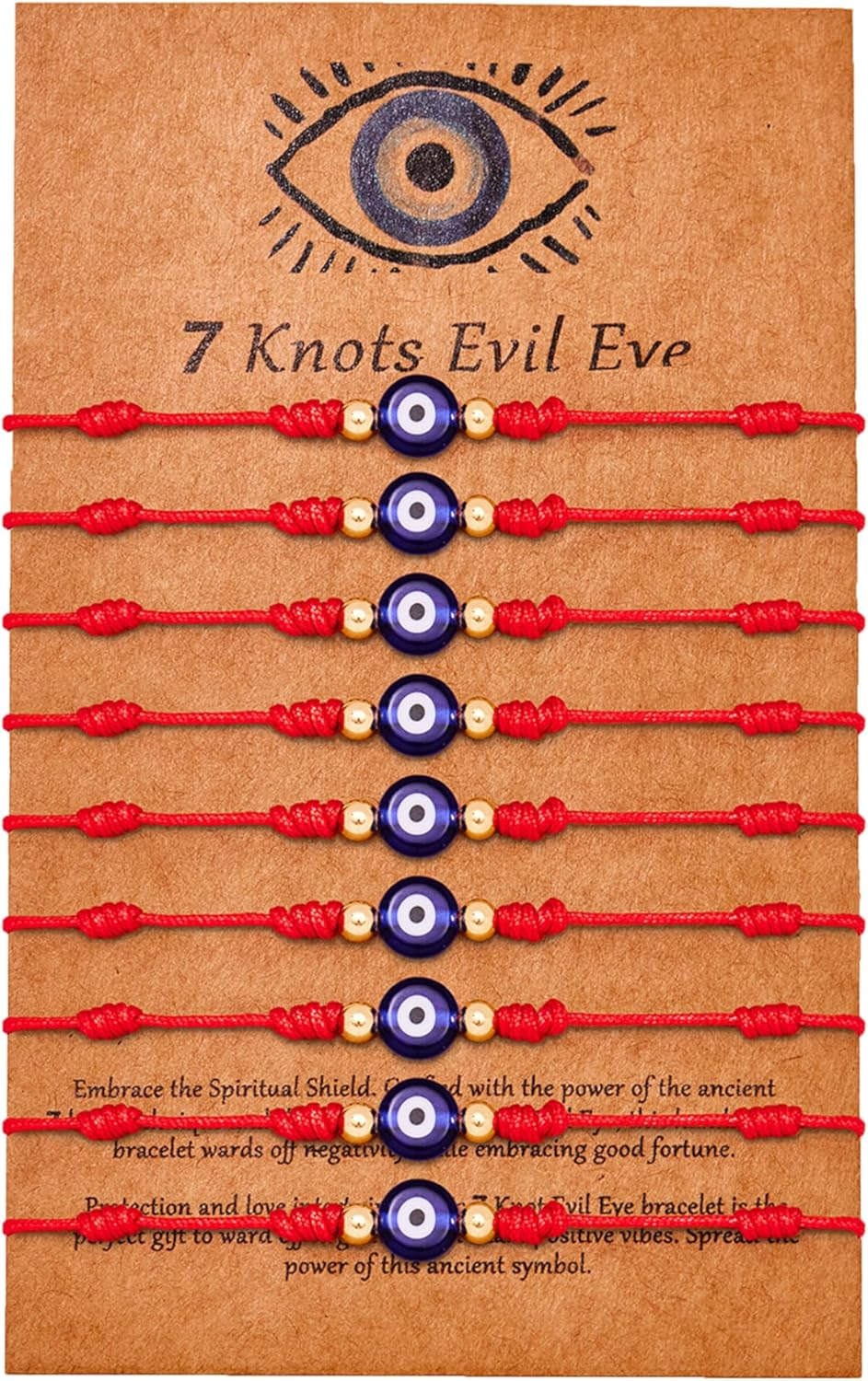 9pcs Evil Eye 7 Knot Lucky Bracelets, Rakhi for Brother and Bhabhi Adjustable Re...
