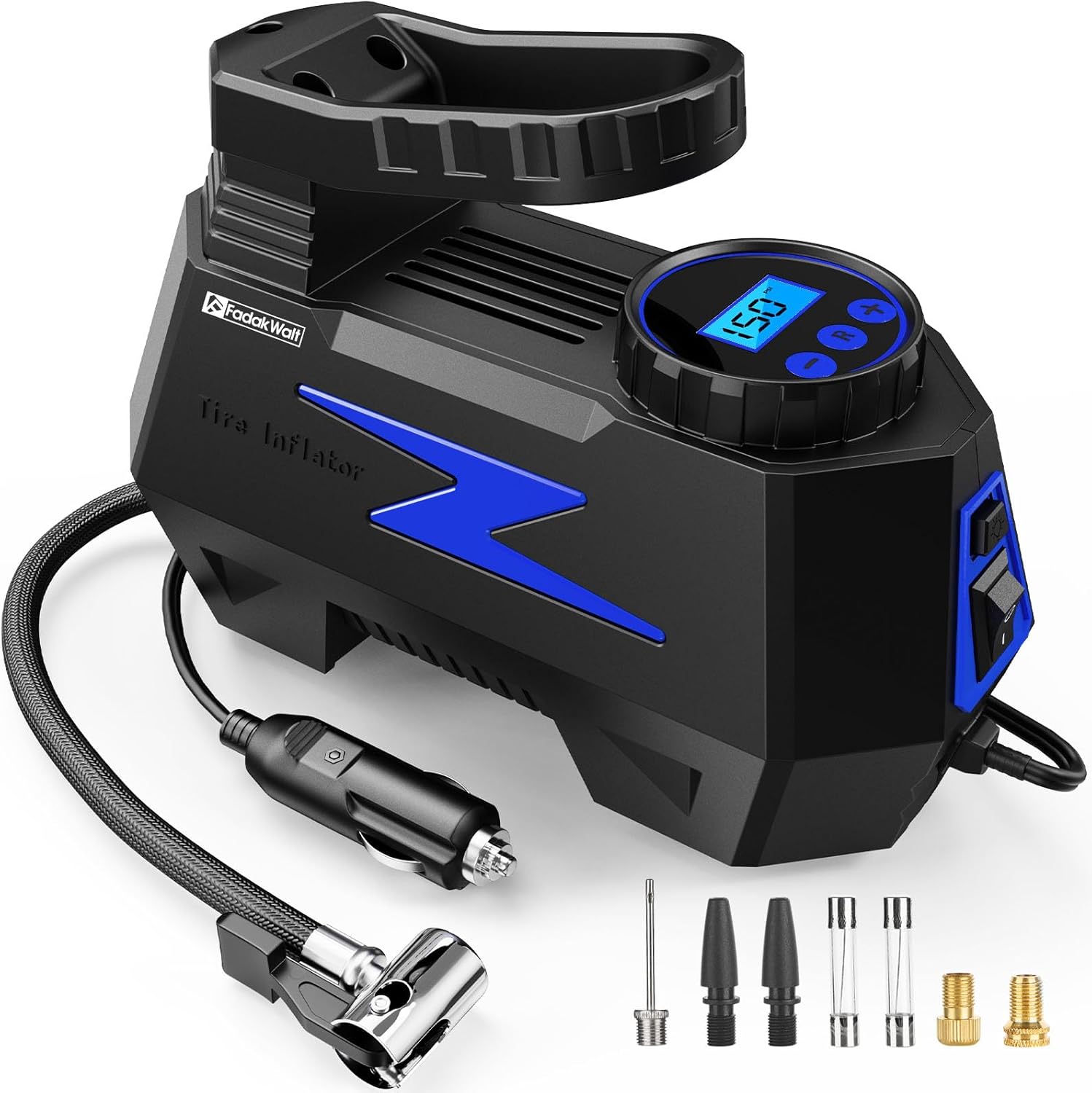 Tire Inflator Portable Air Compressor, DC 12V Tire Air Pump with LED and 150PSI...