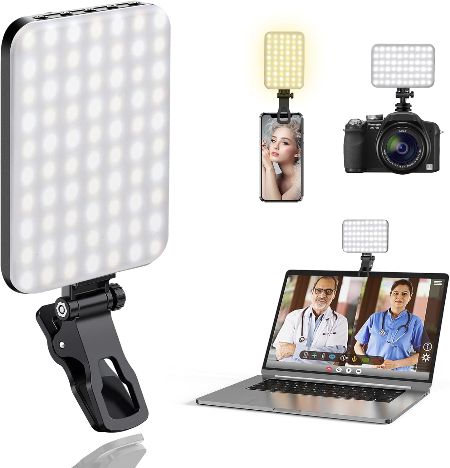 ALTSON 60 LED Portable Selfie Light Video Conference Lighting with Clip and Came...